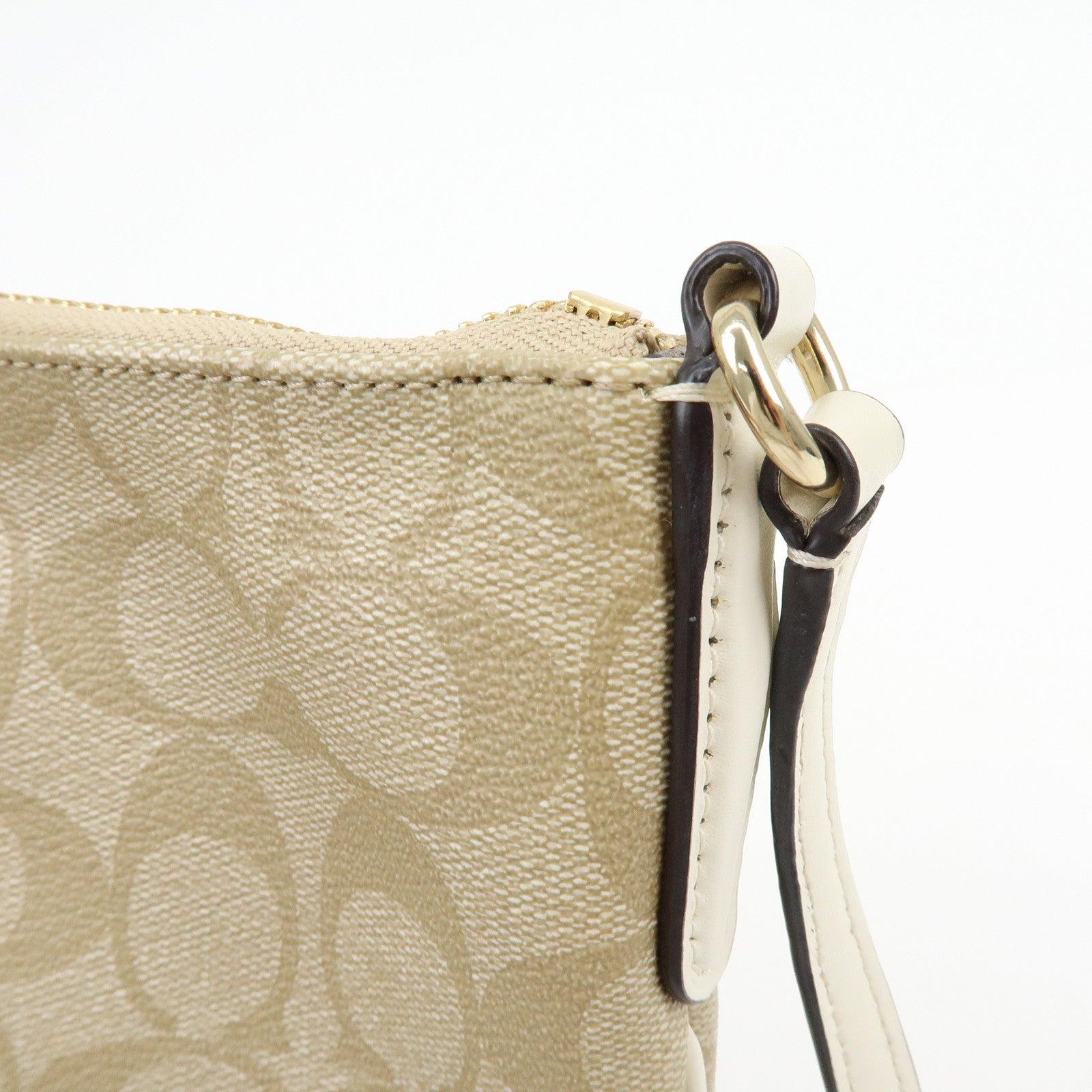 COACH Signature PVC Leather Shoulder Crossbody Bag Beige White