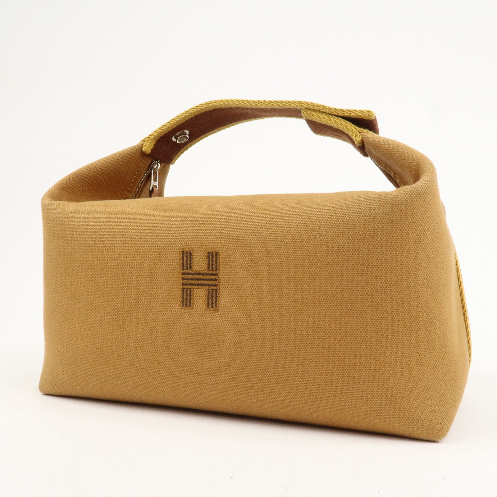 HERMES Bride A Brac GM Canvas Hand Bag Cosmetic Pouch Brown