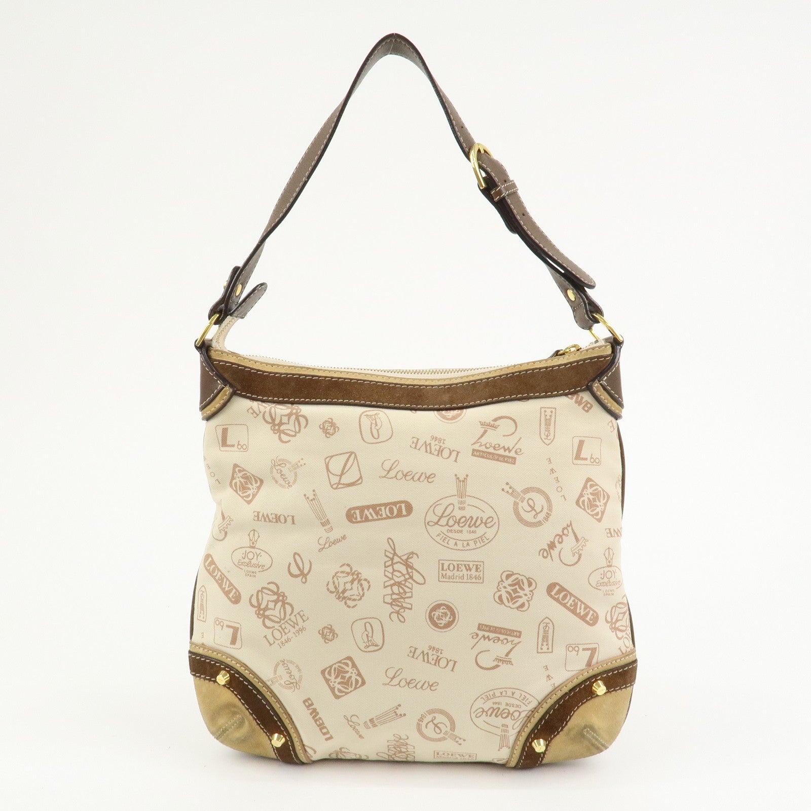 LOEWE Anagram Canvas Suede Leather Shoulder Bag 160th Anniversary