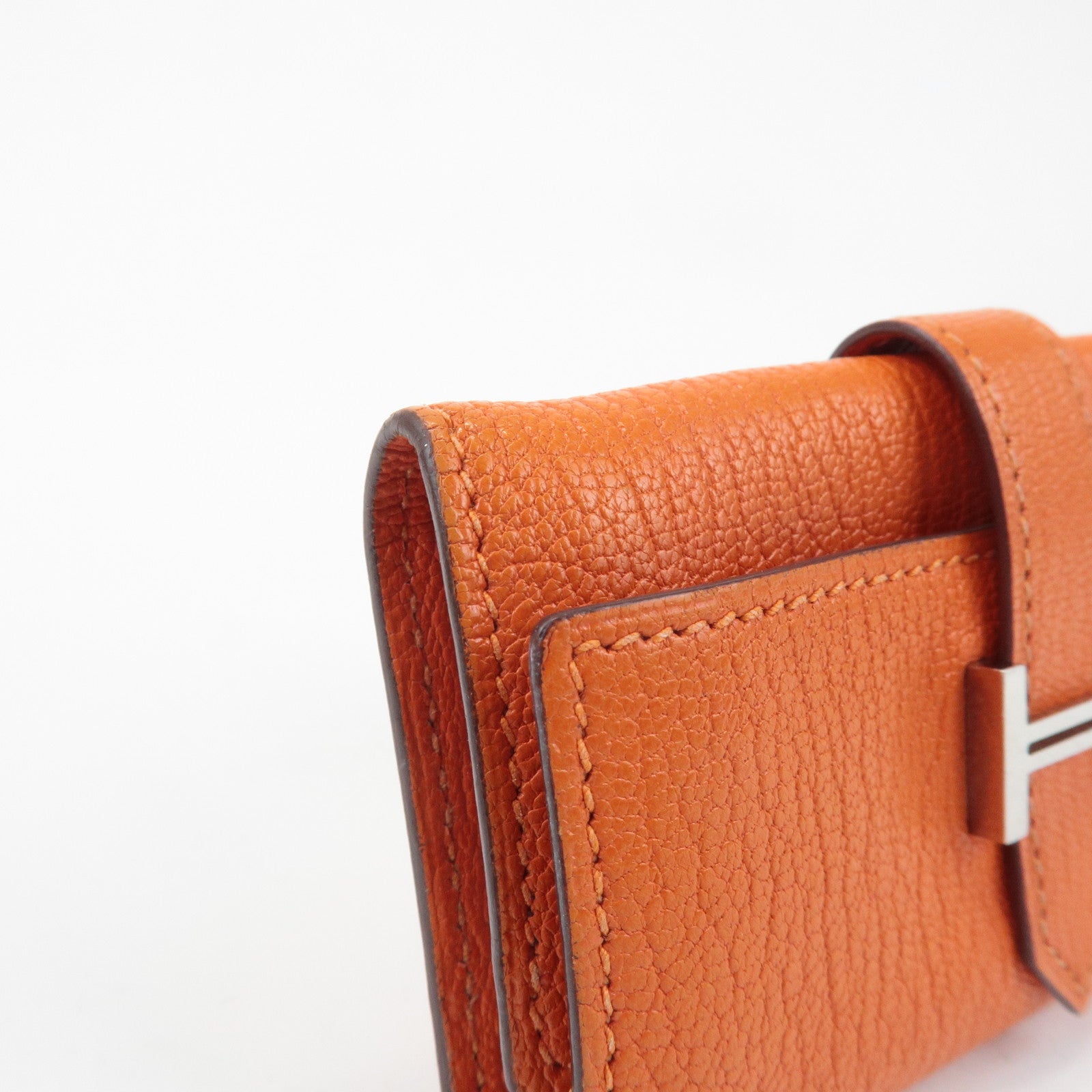 HERMES Shable Bean Leather 4 Rings Key Case I Stamped Orange