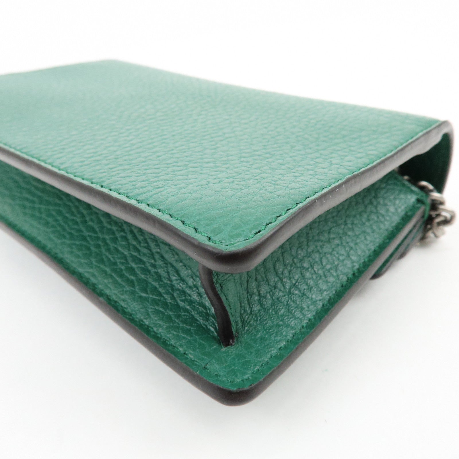 GUCCI Dionysus Super Mini Leather Chain Shoulder Bag Green 476432