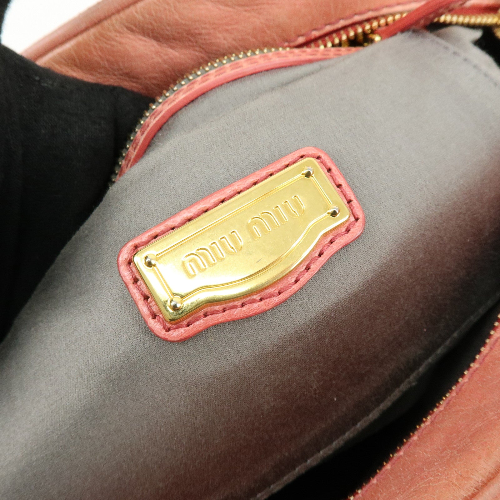 MIU MIU Leather 2Way Bag Hand Bag Shoulder Bag Pink