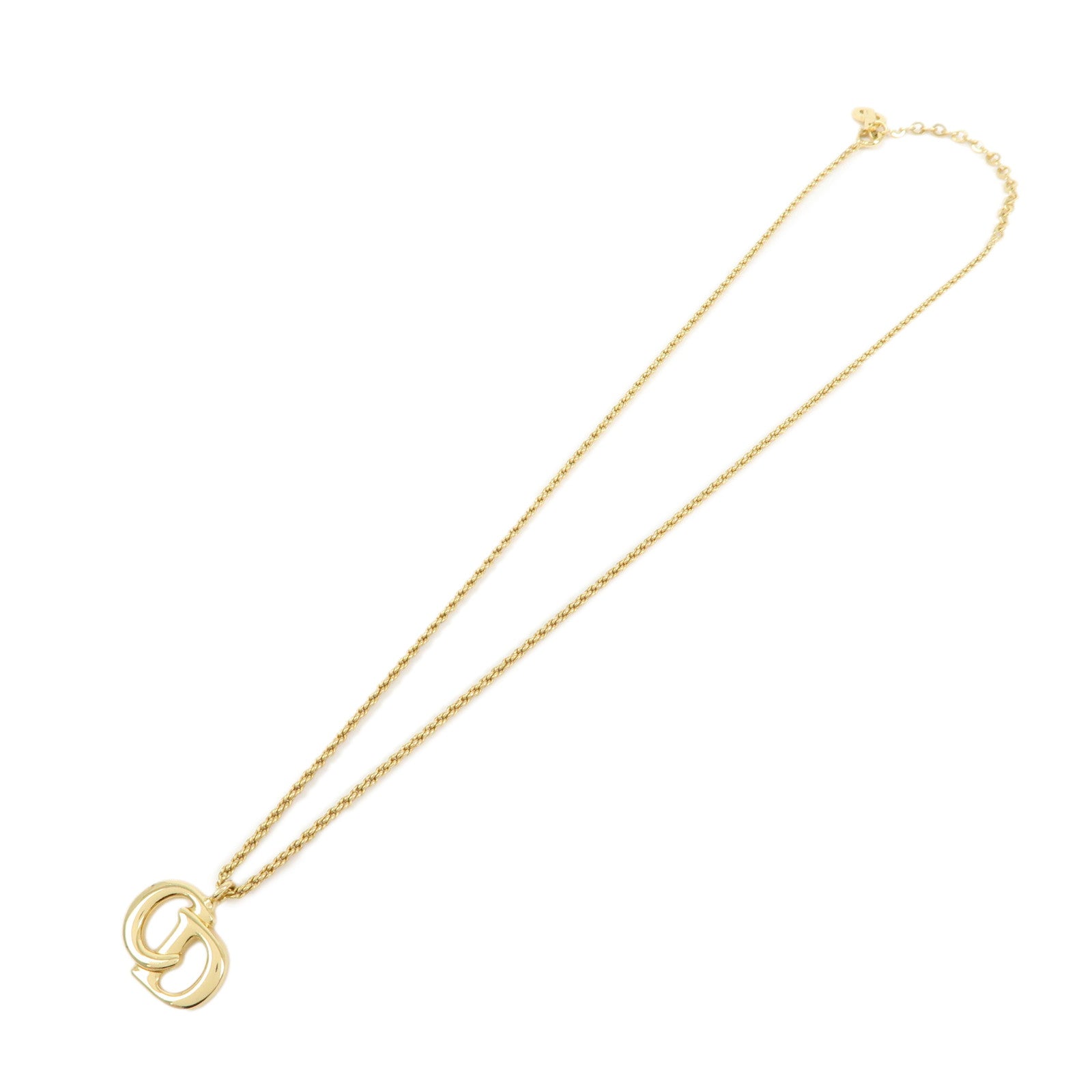 Christian Dior CD Logo Metal Necklace Gold