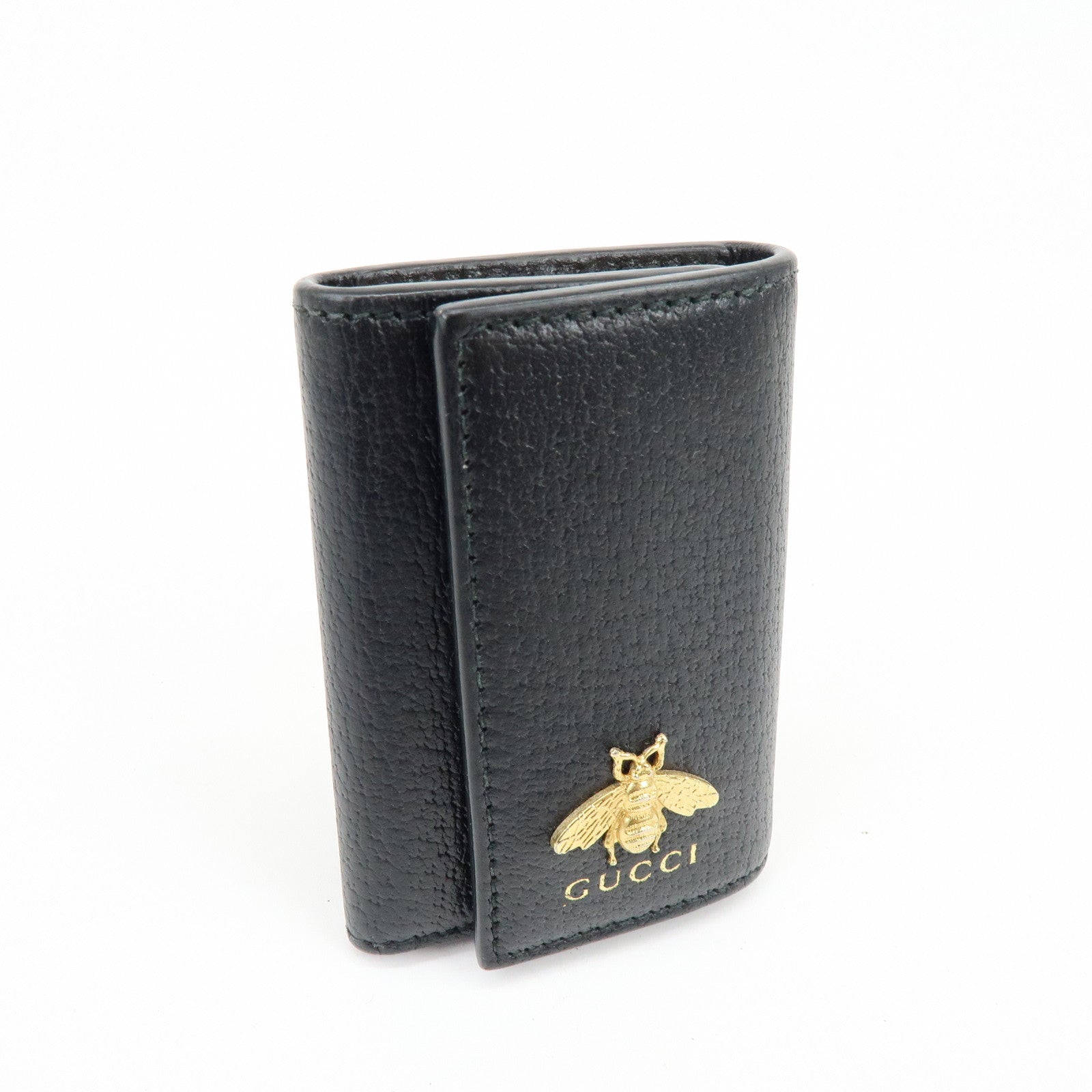 GUCCI Animalier Bee Leather 6 Ring Key Case Key Holder Black 523683