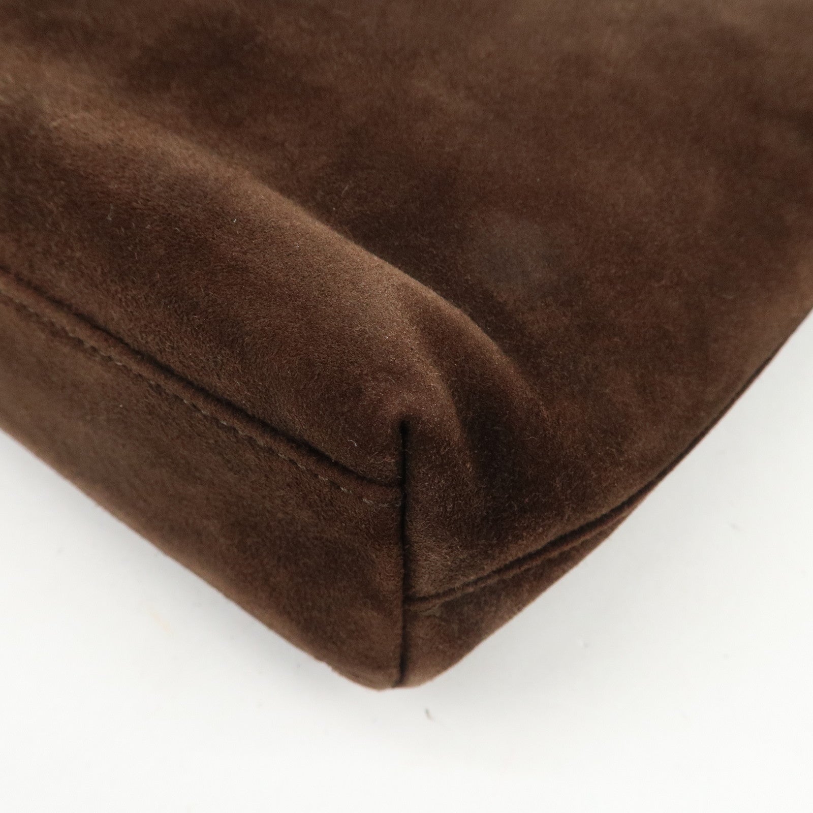 Ferragamo Gancini Suede Leather Shoulder Bag Brown