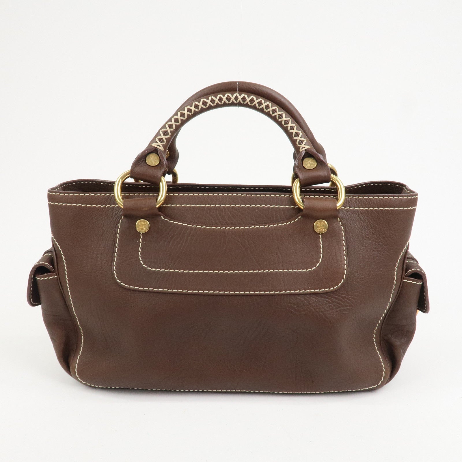 CELINE Leather Boogie Bag Hand Bag Tote Bag Brown Gold HDW