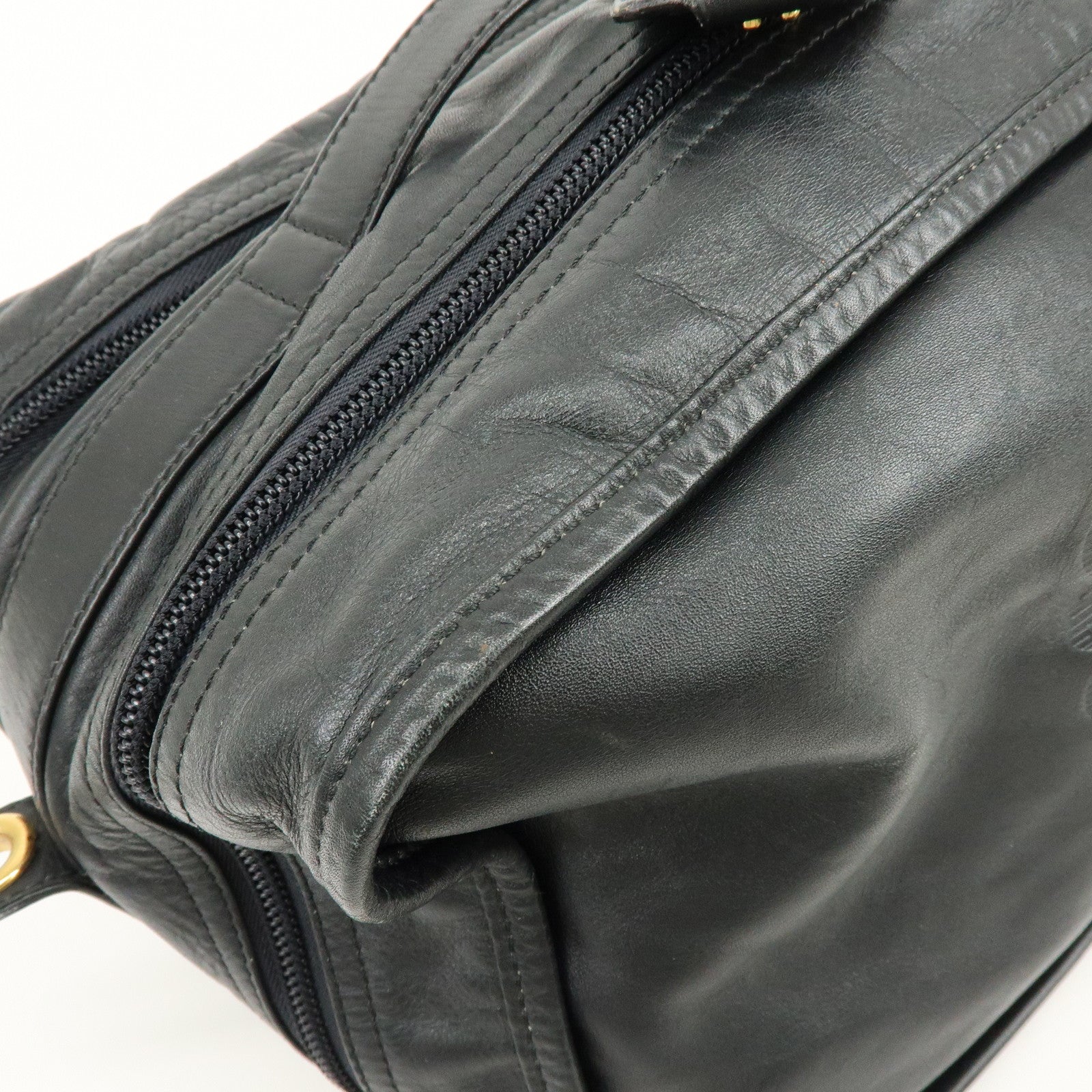 LOEWE Logo Anagram Calf Leather 2Way Hand Shoulder Bag Black