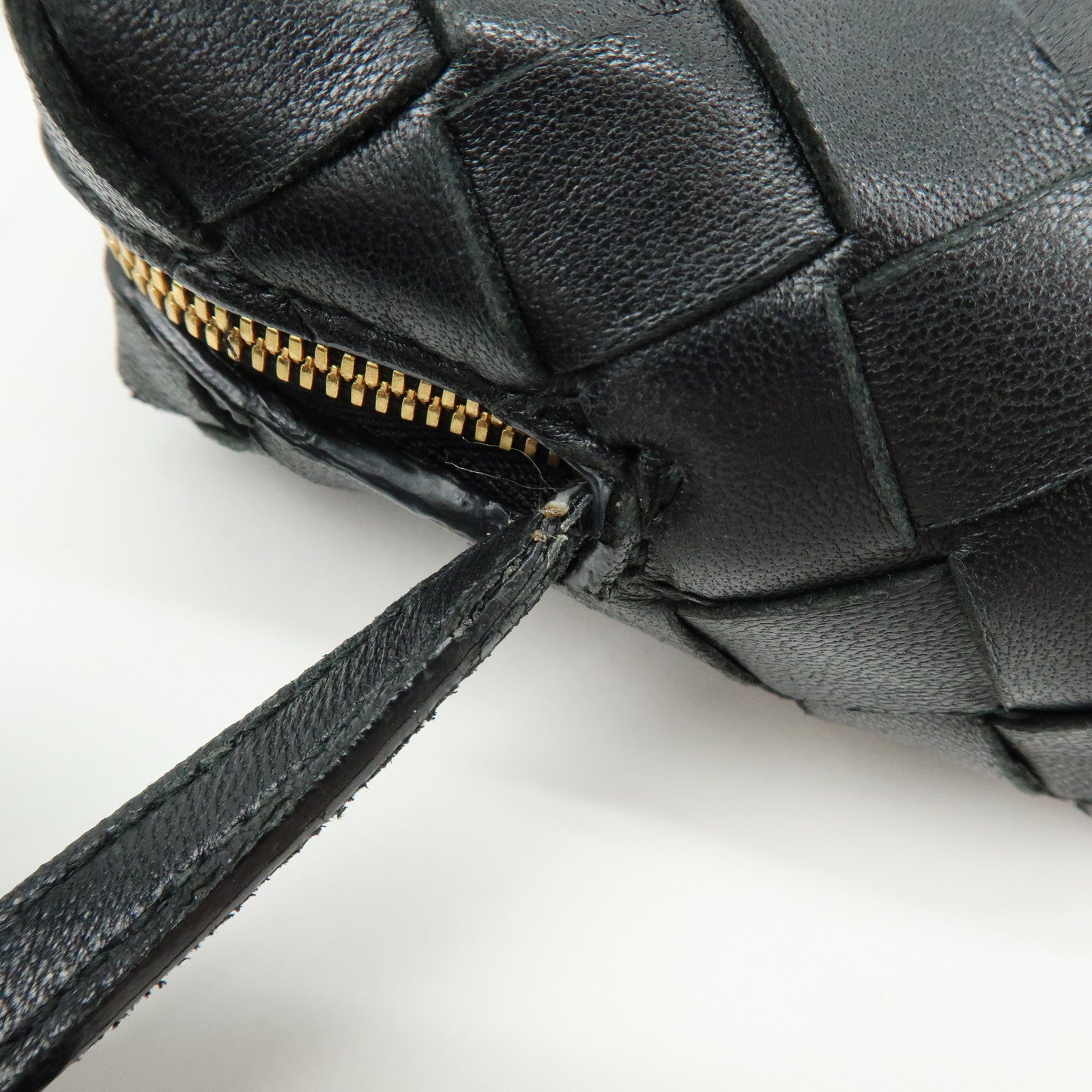 BOTTEGA VENETA Intrecciato Leather Shoulder Bag Crossbody Bag Black