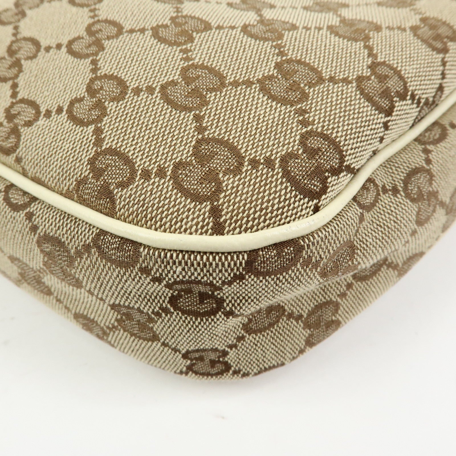 GUCCI GG Canvas Leather Shoulder Bag Hand Bag Beige Ivory 153010