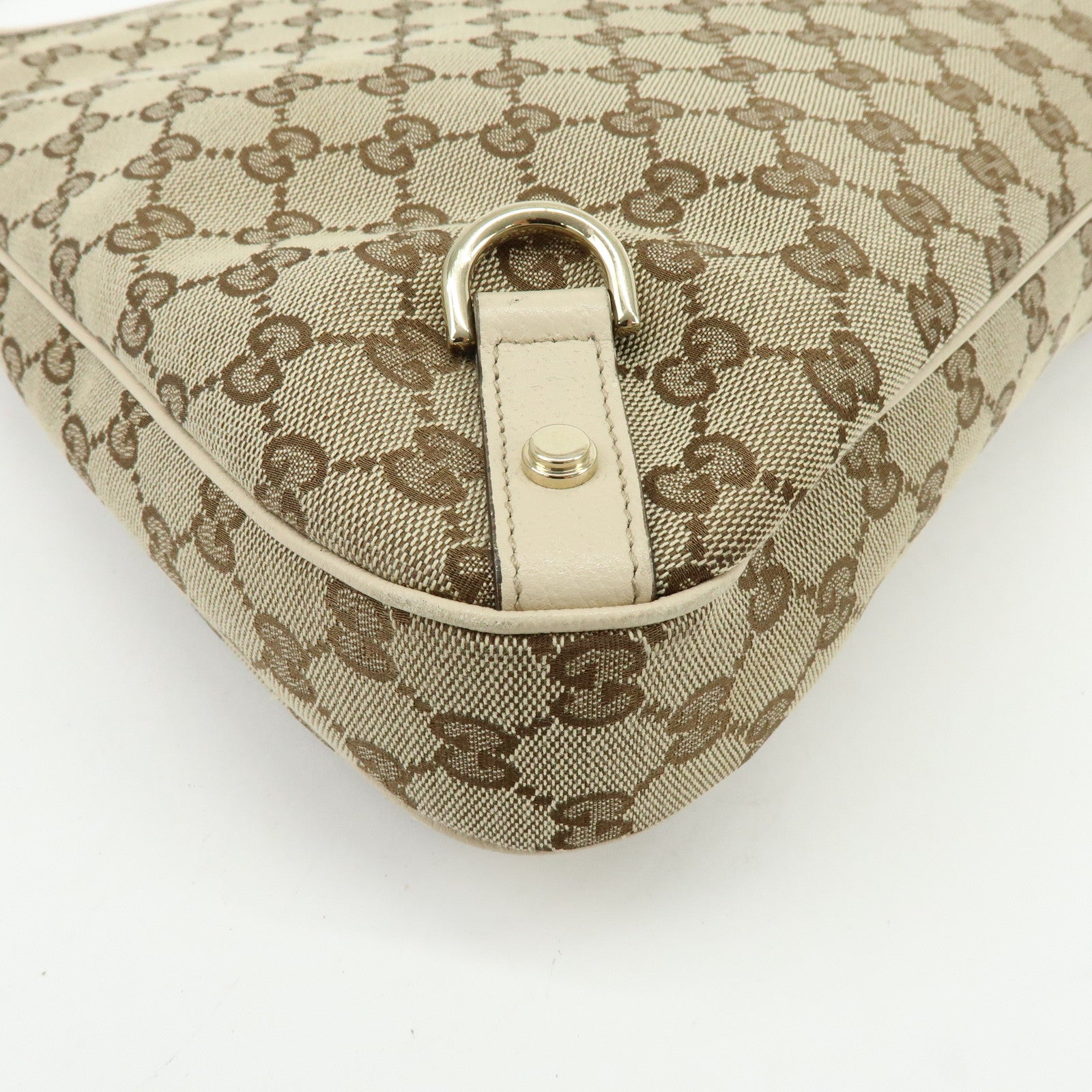 GUCCI Abbey GG Canvas Leather Shoulder Bag Hand Bag Beige 130737