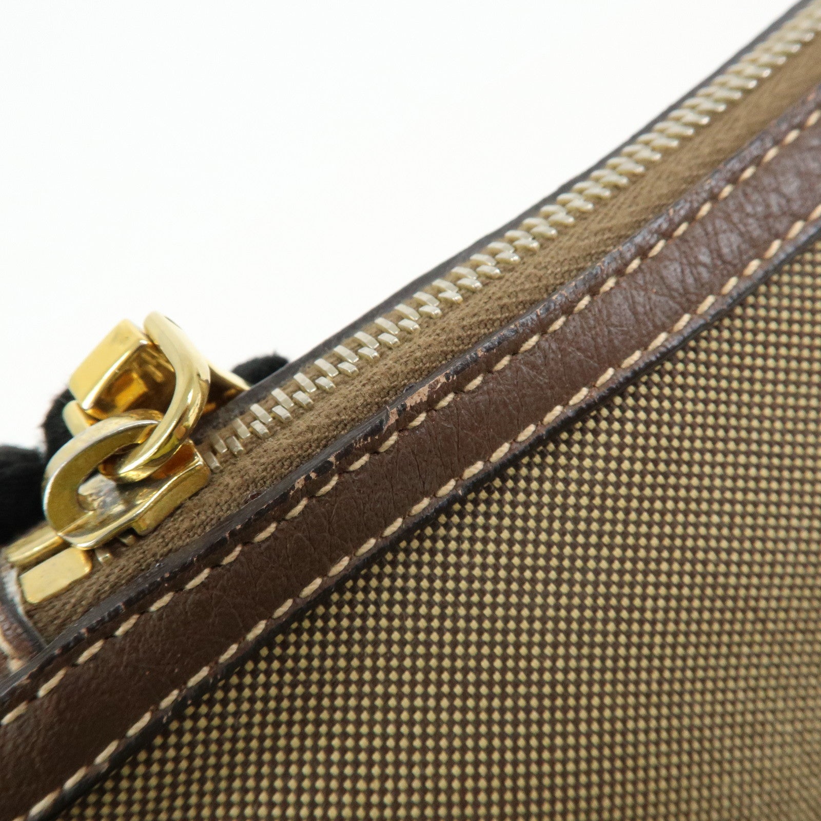 PRADA Logo Jacguard Leather Shoulder Bag Crossbody Bag Brown 1BT867