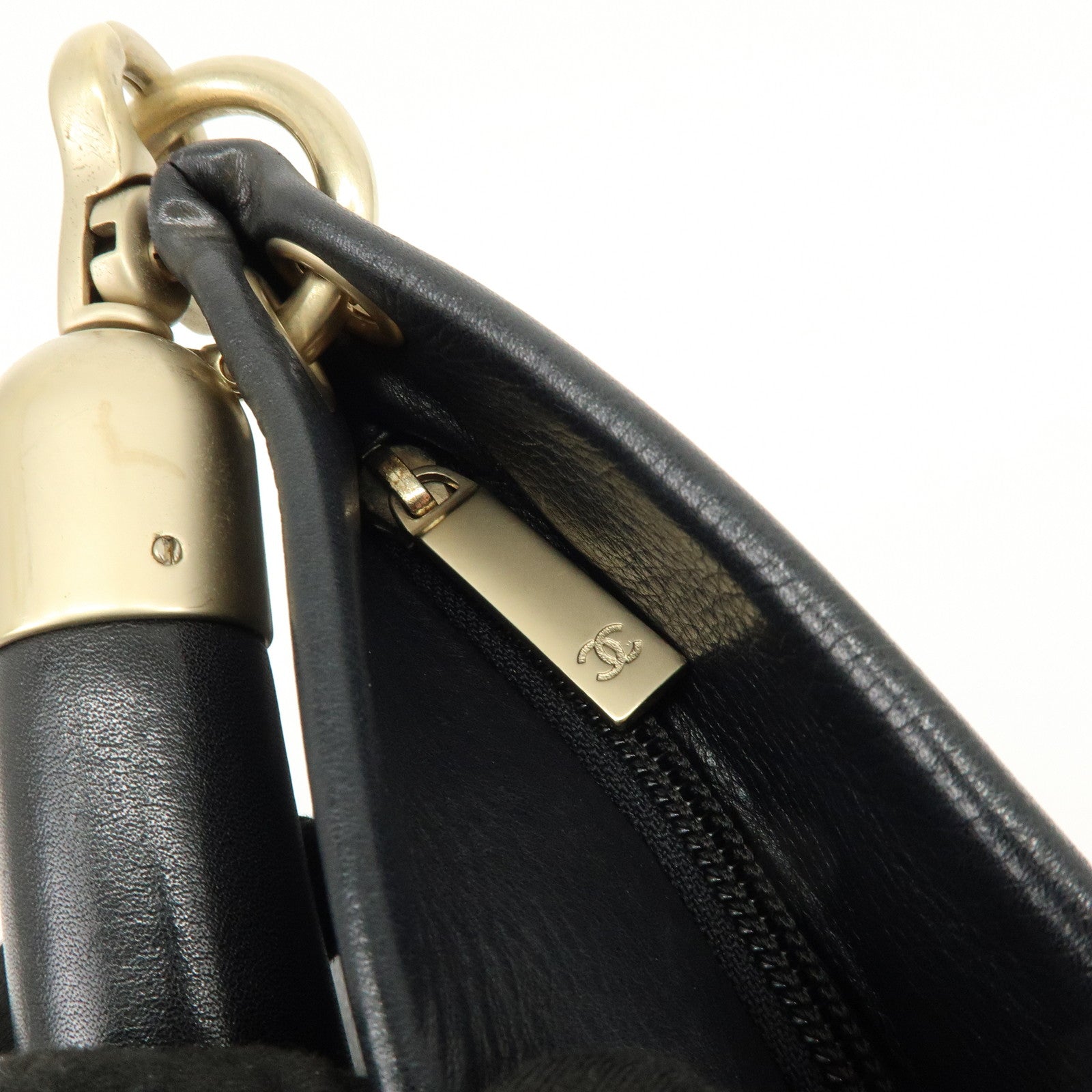 CHANEL COCO Mark Calf Leather Hand Bag Shoulder Bag Black