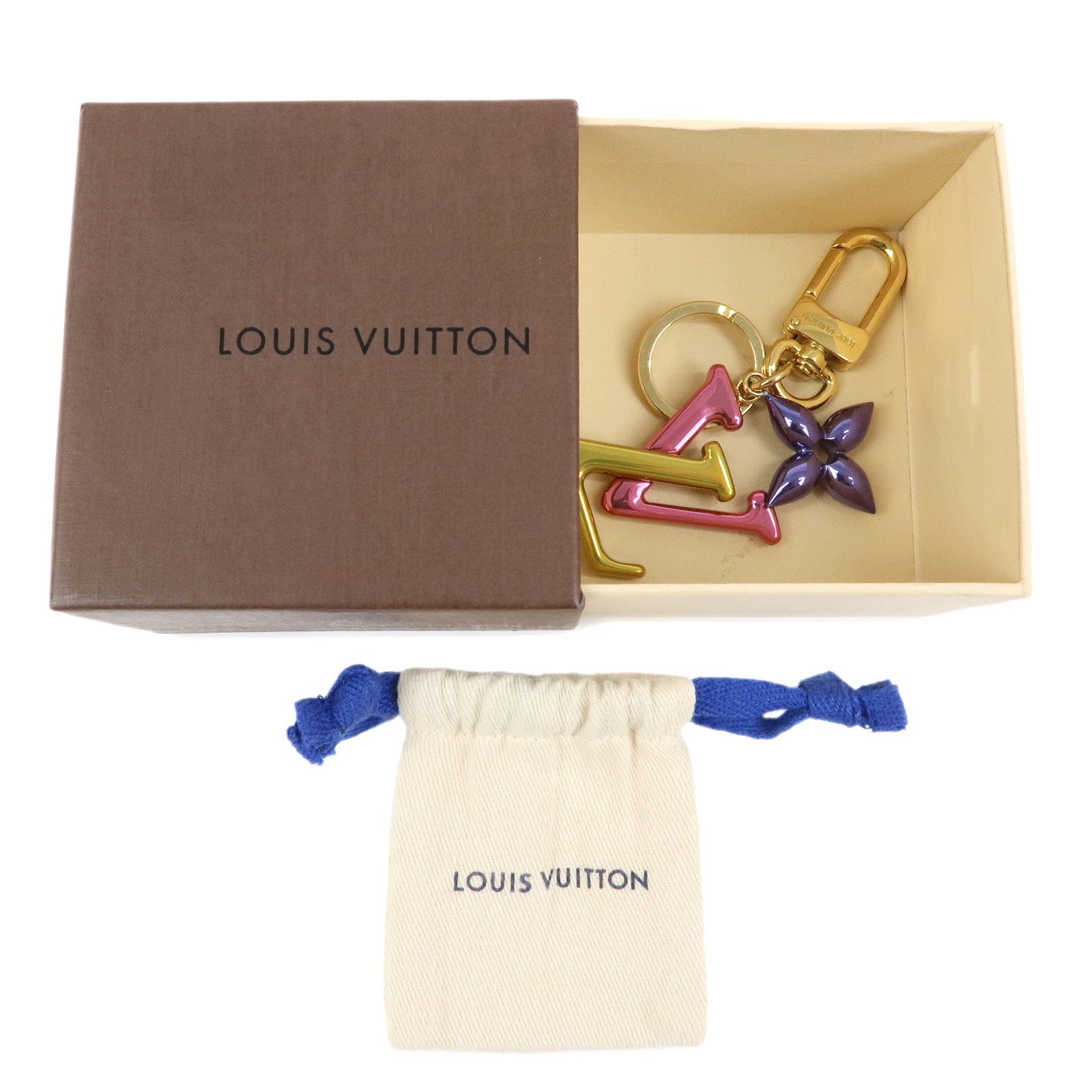 Louis Vuitton Porte Cles LV New Wave Bag Charm Gold Pink M63749