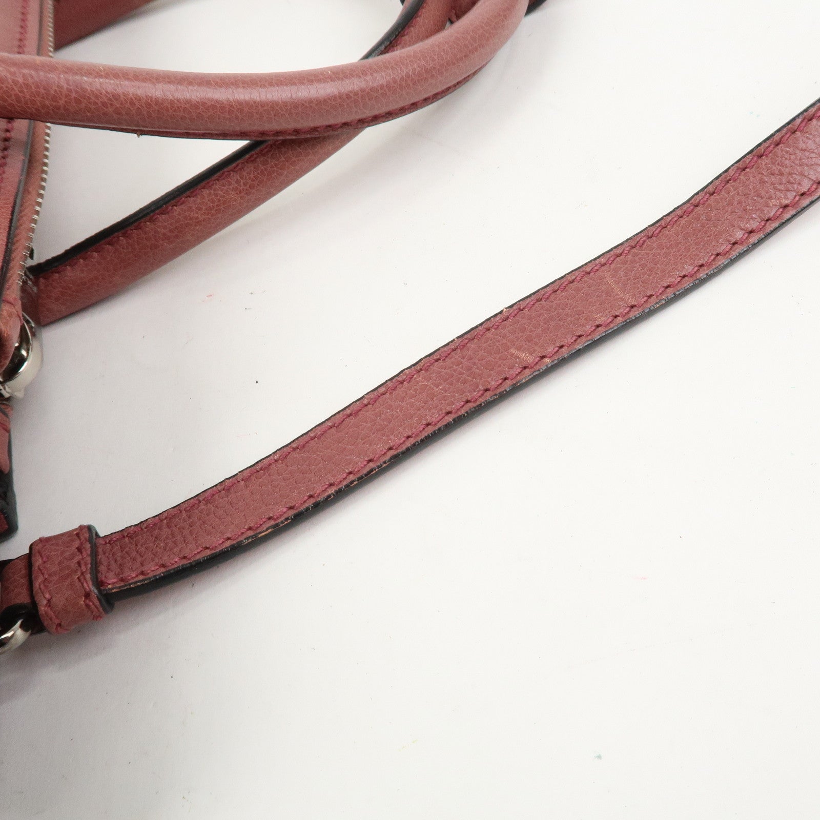 PRADA Triangle Logo Leather 2Way Bag Tote Bag Hand Bag Pink B2625M