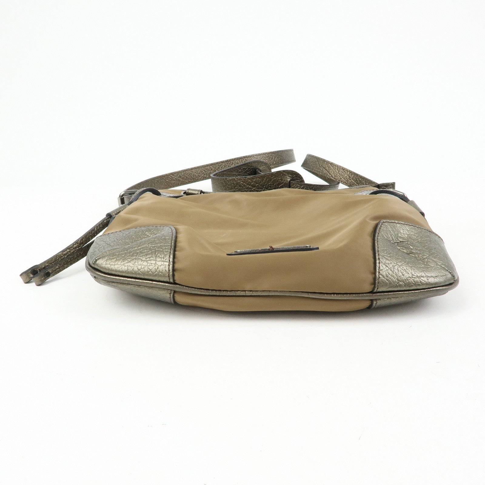 BURBERRY Nylon Leather Shoulder Bag Crossbody Bag Khaki