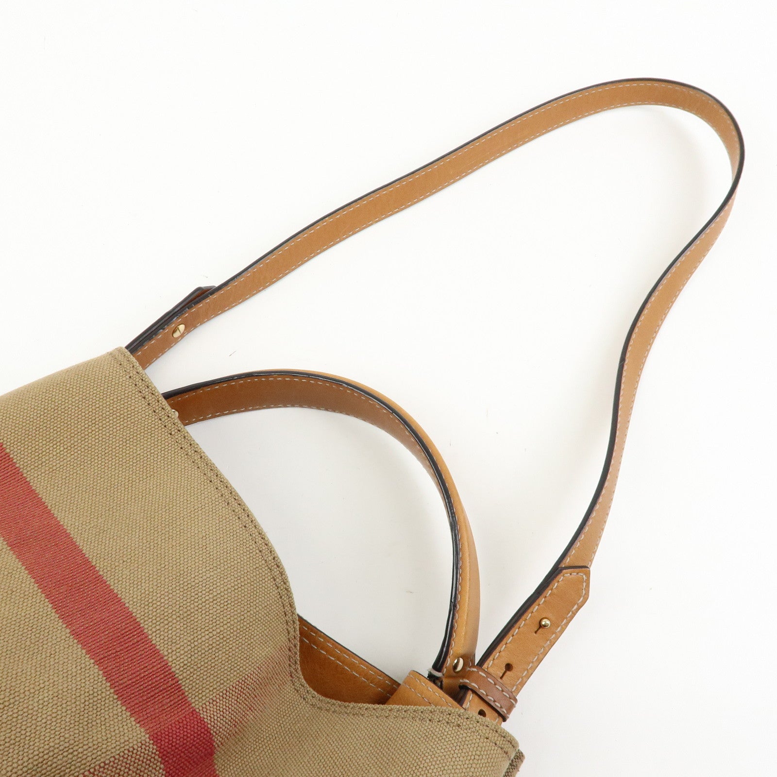 Burberry Nova Plaid Canvas Leather 2Way Shoulder Bag Beige Brown