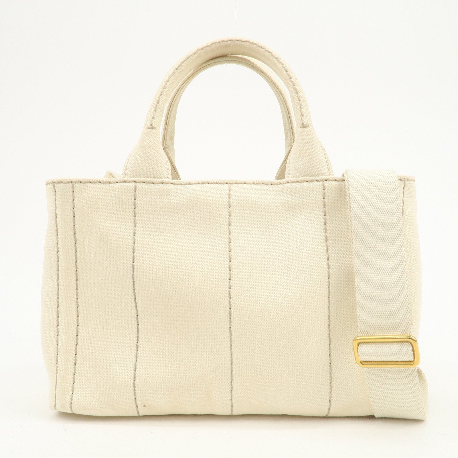 PRADA Canapa Mini Canvas 2Way Hand Shoulder Bag Ivory B2439G