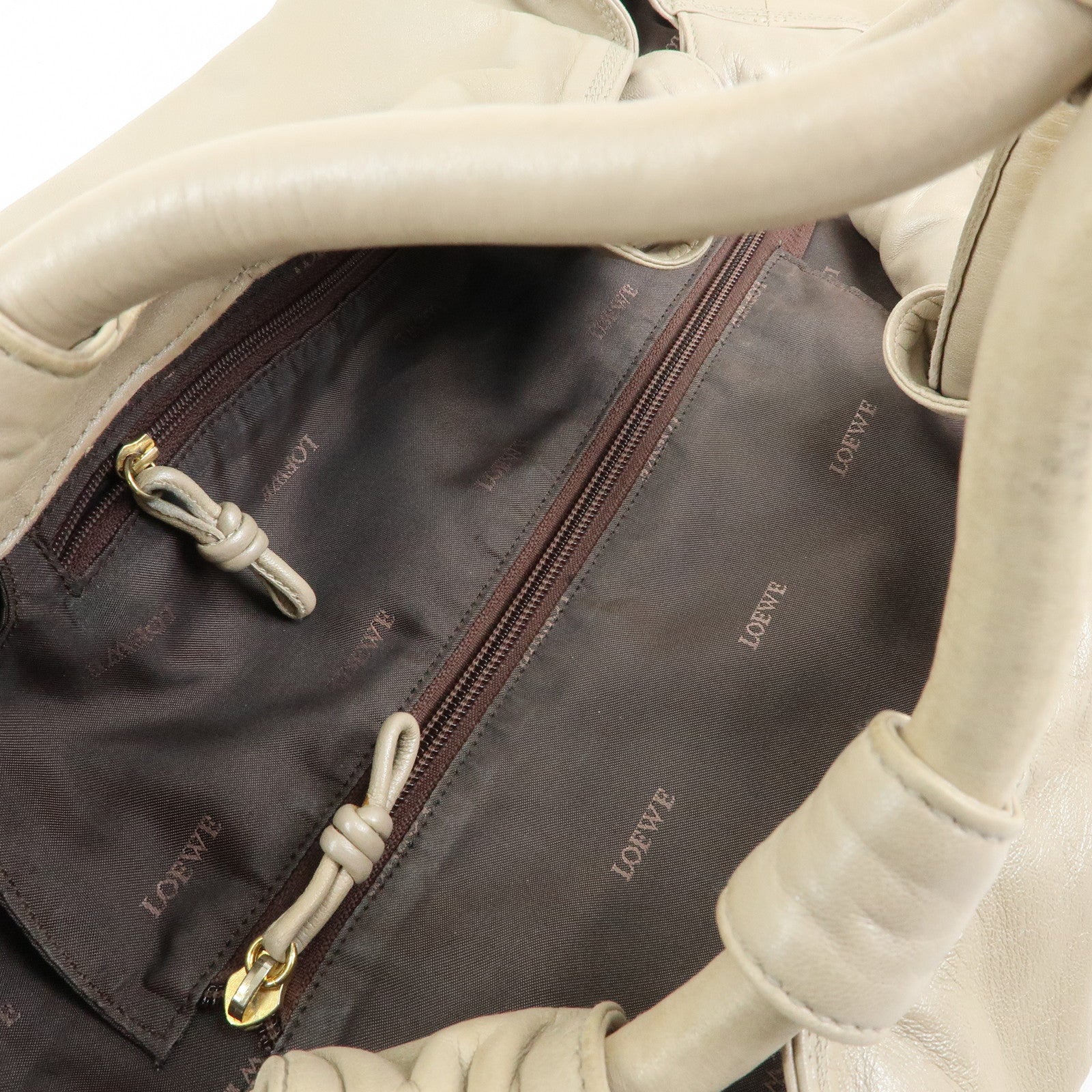 LOEWE Anagram Nappa Aire Leather Hand Bag Shoulder Bag Beige