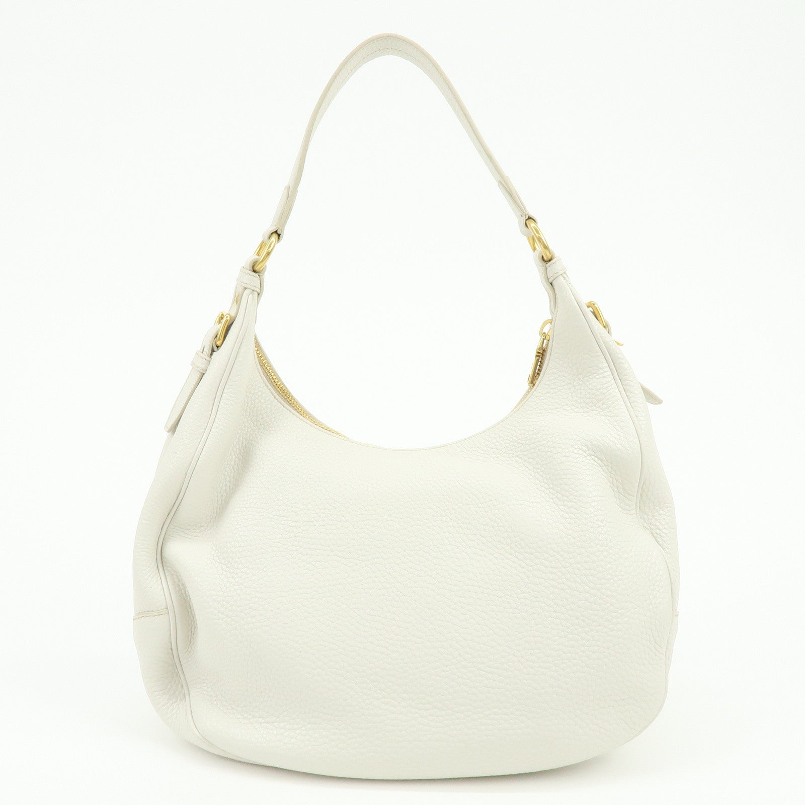 PRADA Logo Calf Leather Shoulder Bag Hand Bag White BR4311