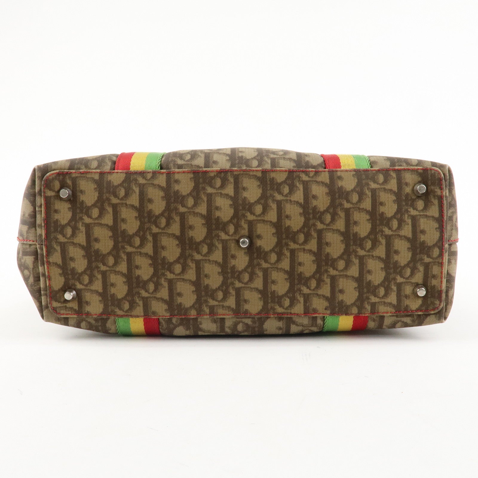 Christian Dior Rasta Line Trotter PVC Leather Tote Bag Hand Bag Brown Used