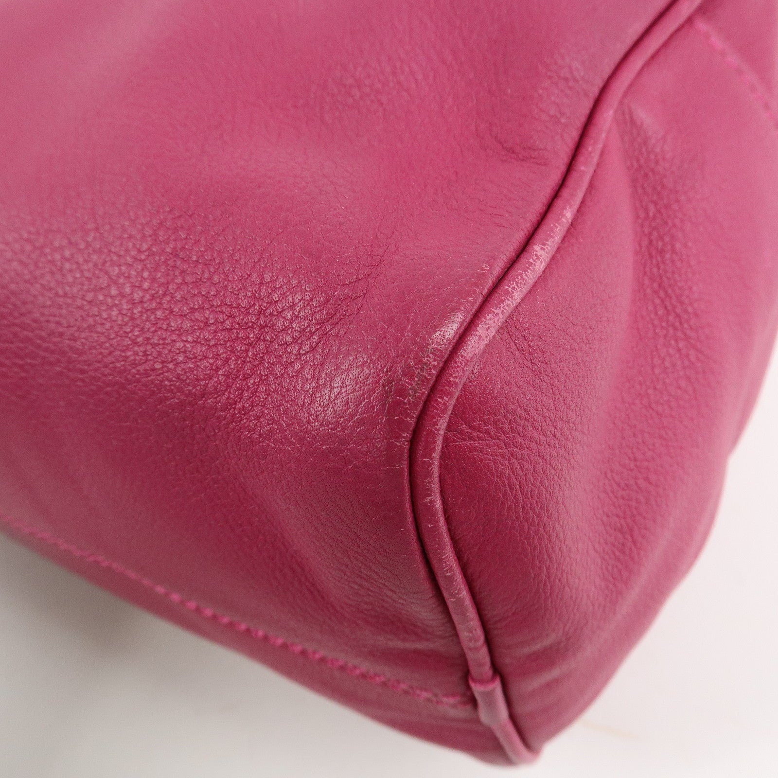 LOEWE Anagram Leather 2WAY Hand Bag Shoulder Bag Hot Pink Used