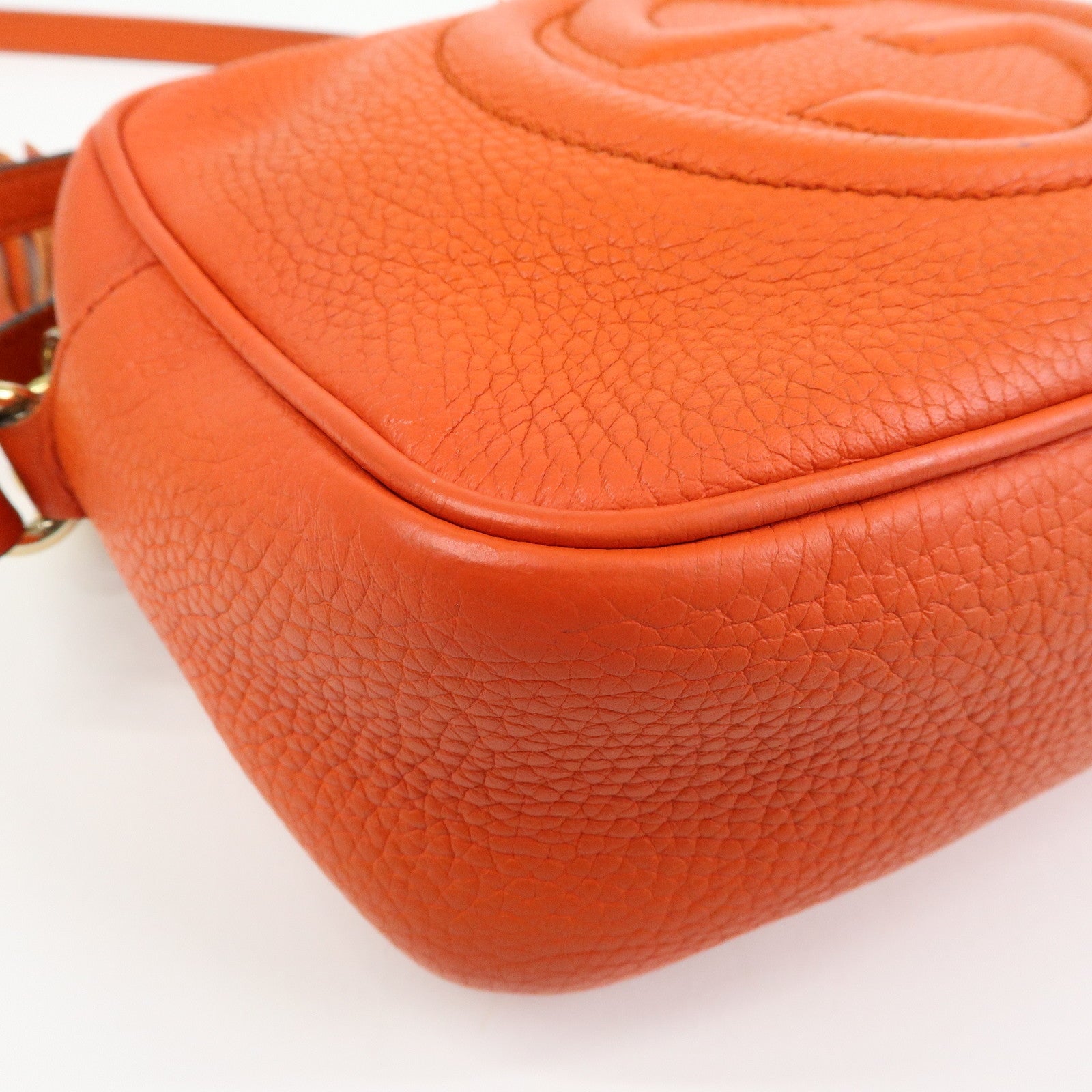 GUCCI SOHO Small Disco Leather Shoulder Bag Orange 308364