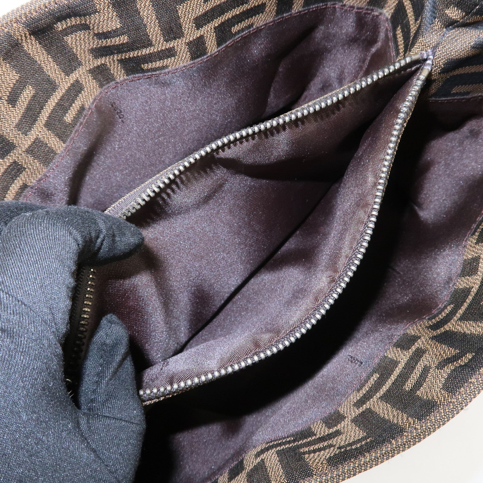 FENDI Zucca Canvas Leather Hand Bag Tote Bag Brown 8BH072