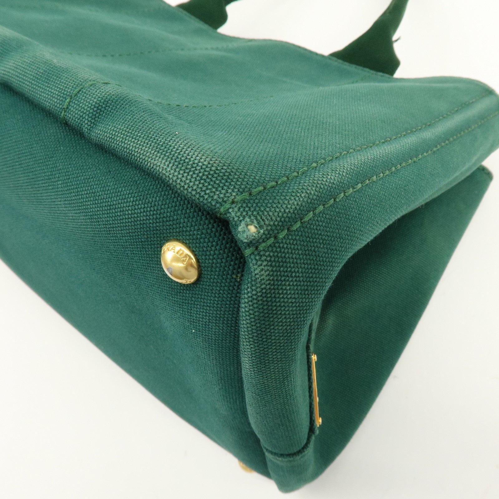 PRADA Triangle Logo Canapa Canvas 2Way Bag Shoulder Hand Bag Green