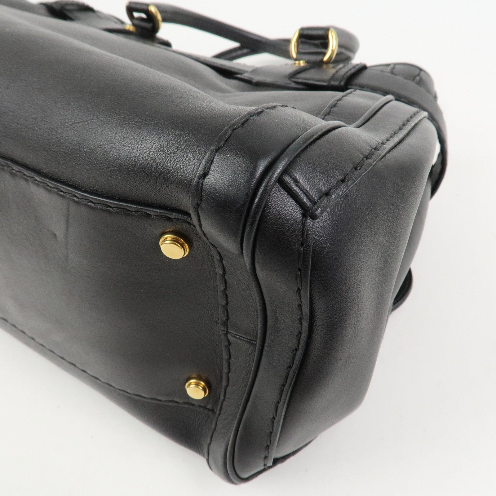 GUCCI GG Running Calf Leather Tote Bag Hand Bag Black 247183