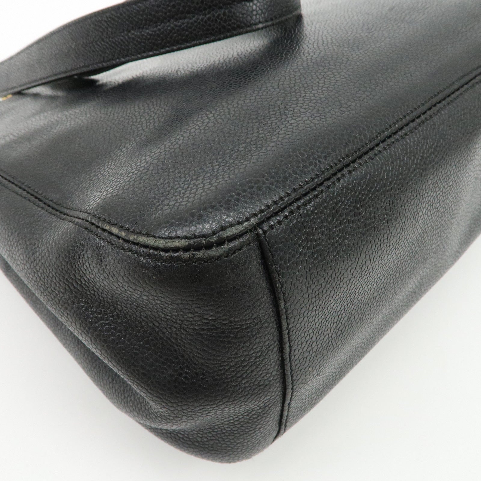 CHANEL Caviarskin Chain Tote Bag Shoulder Bag Black