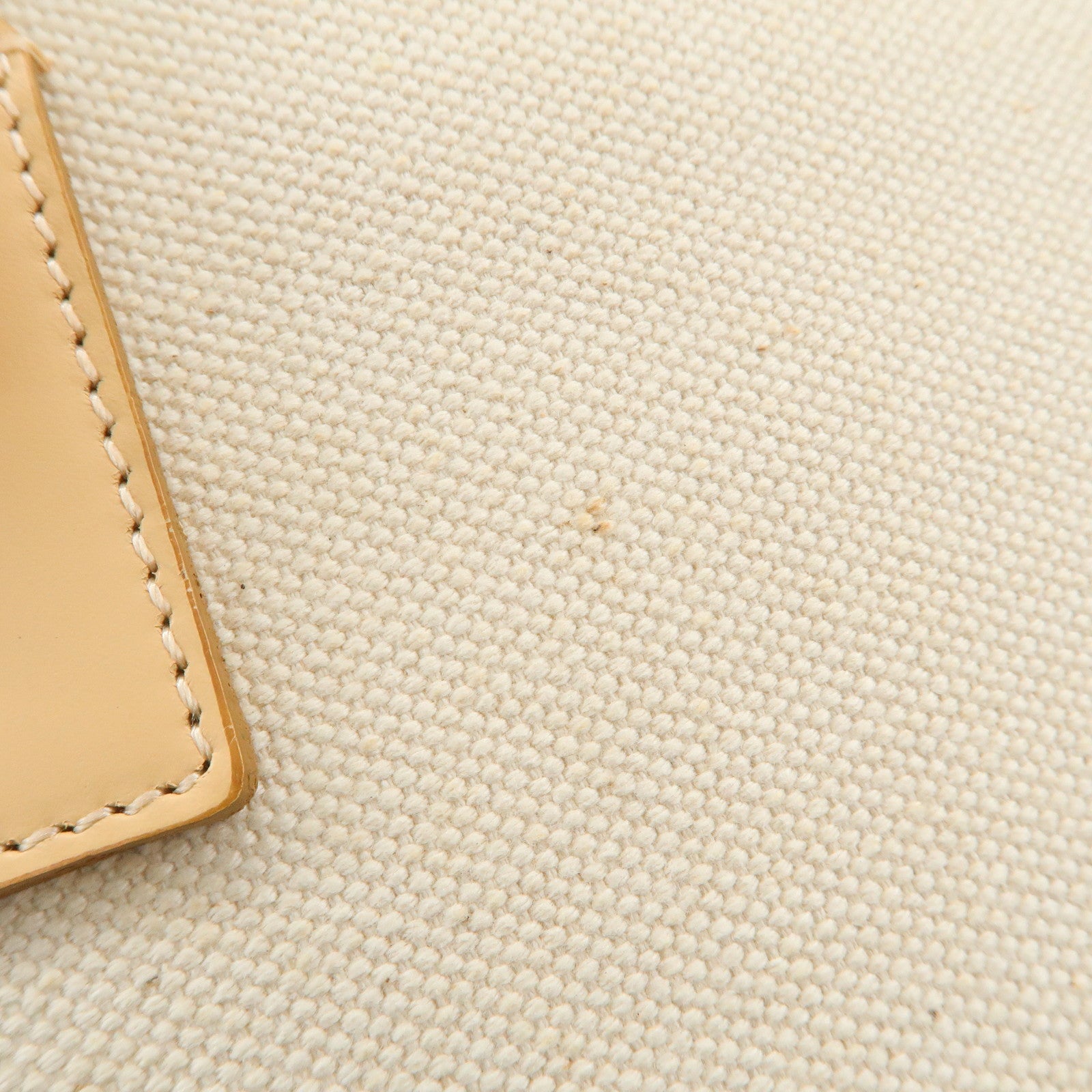 BURBERRY Cotton Leather Tote Bag Hand Bag Natural Beige