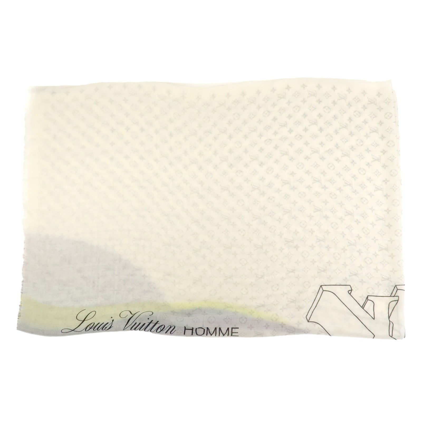 Louis Vuitton Etolloe LV Rainbow Cashmere Silk Scarf White MP2316