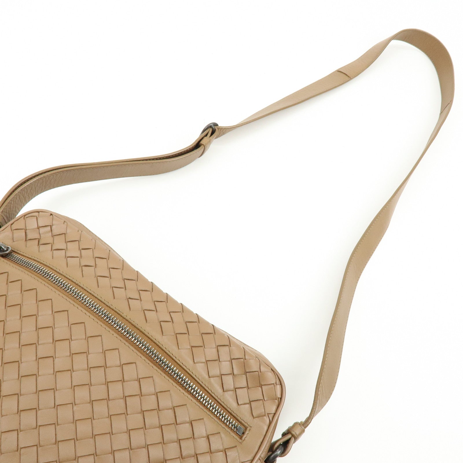 BOTTEGA VENETA Intrecciato Leather Shoulder Crossbody Bag Beige