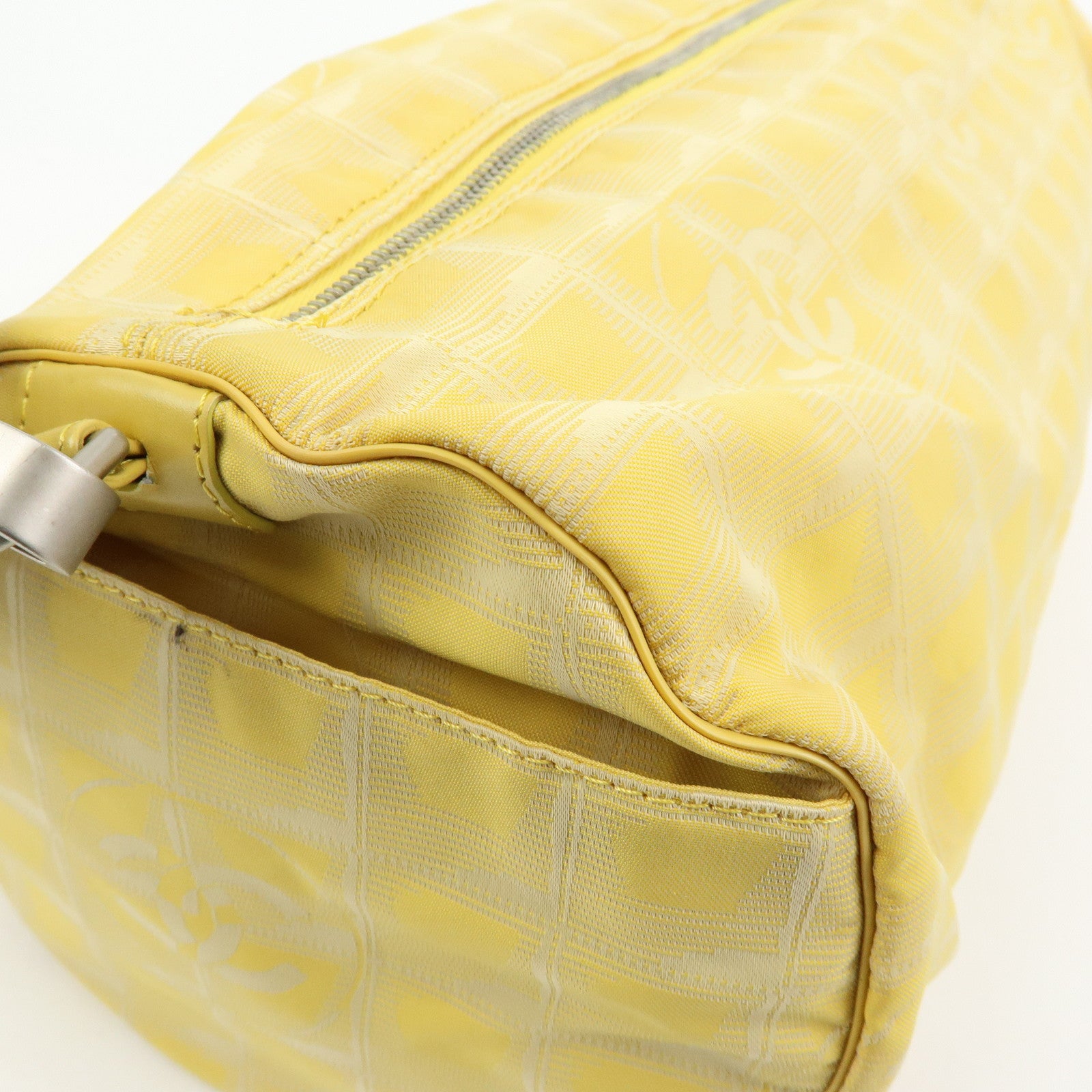 CHANEL New Travel Line Nylon Jacquard Leather Drum Bag Yellow