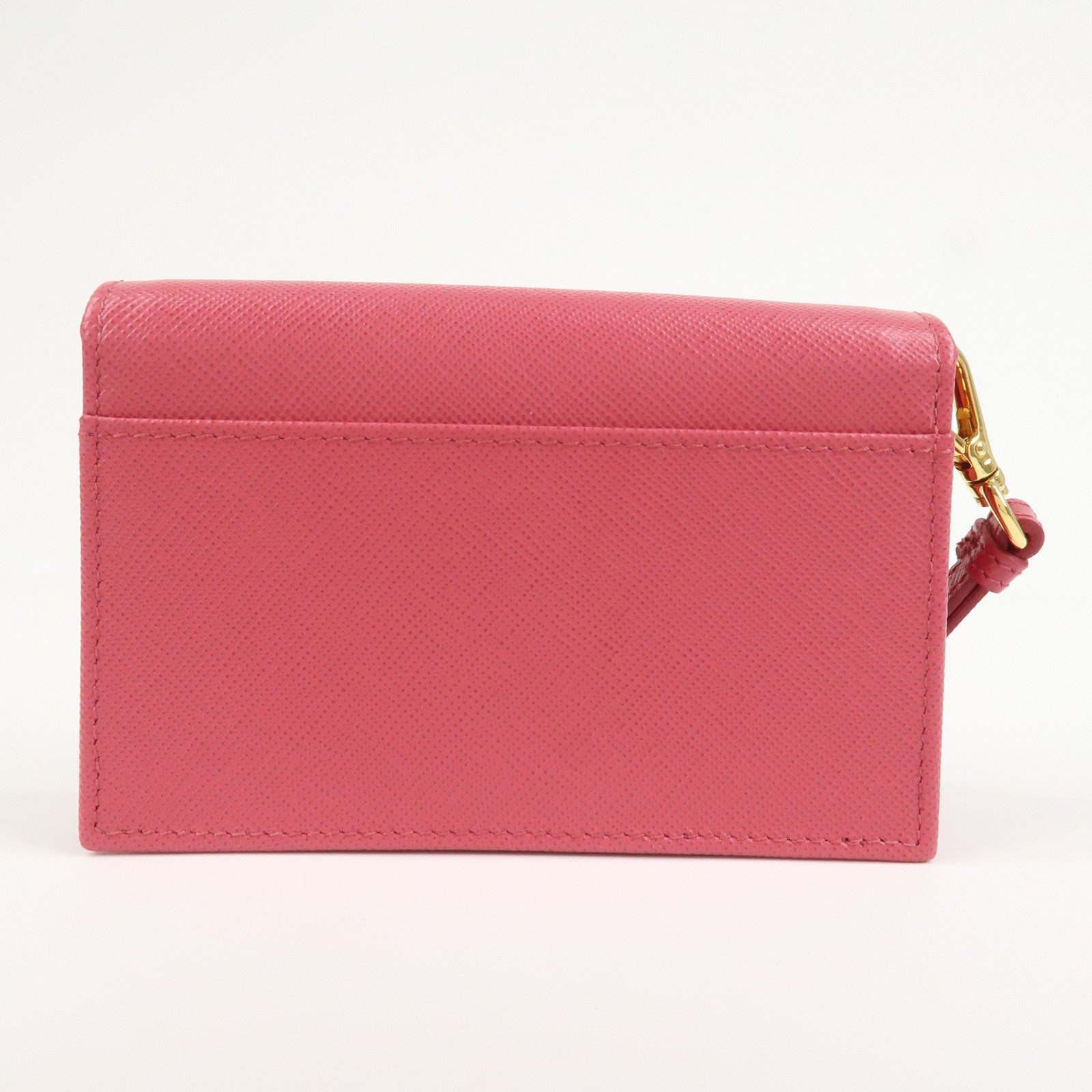 PRADA Saffiano Leather Logo Card Case Card Holder Pink 1M1439