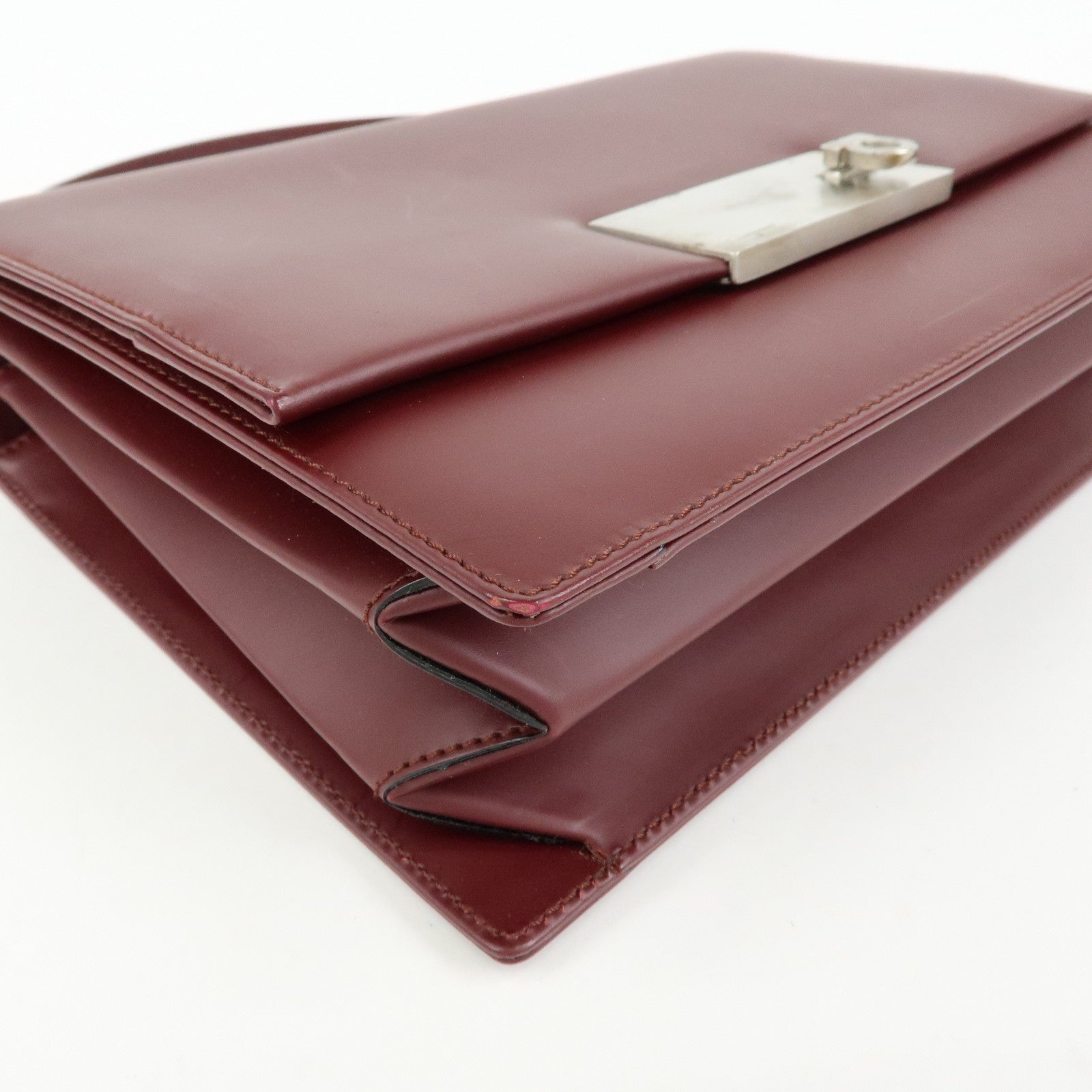 Ferragamo Gancini Leather 2Way Bag Hand Bag Shoulder Bag Bordeaux