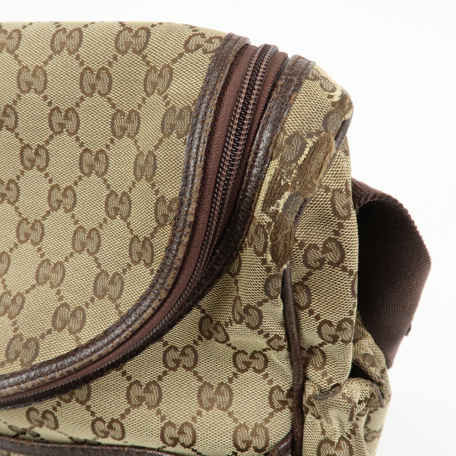GUCCI GG Canvas Leather Shoulder Crossbody Bag Beige Brown 123326