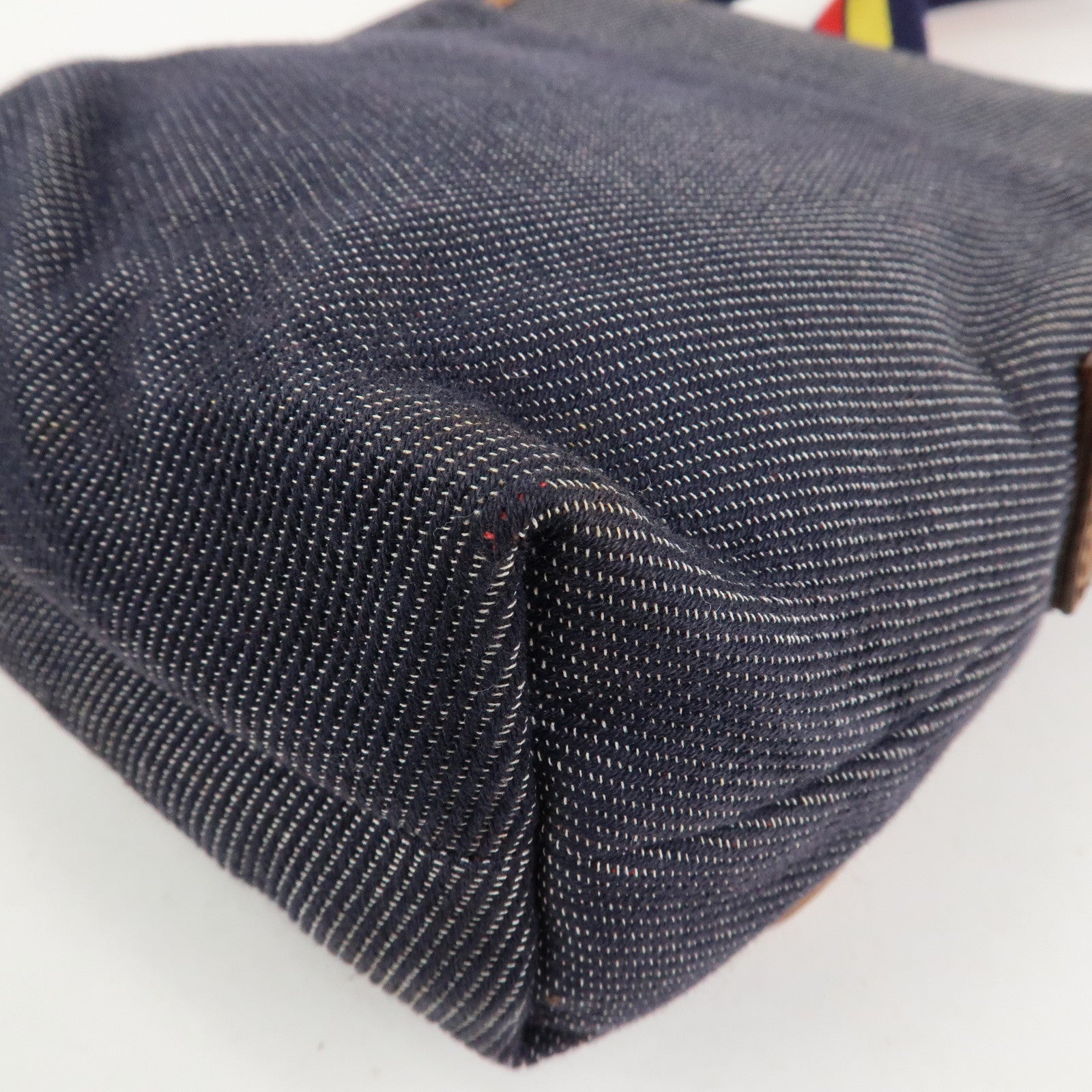 FENDI Zucca Canvas Leather Shoulder Bag Crossbody Bag Navy 7VA155