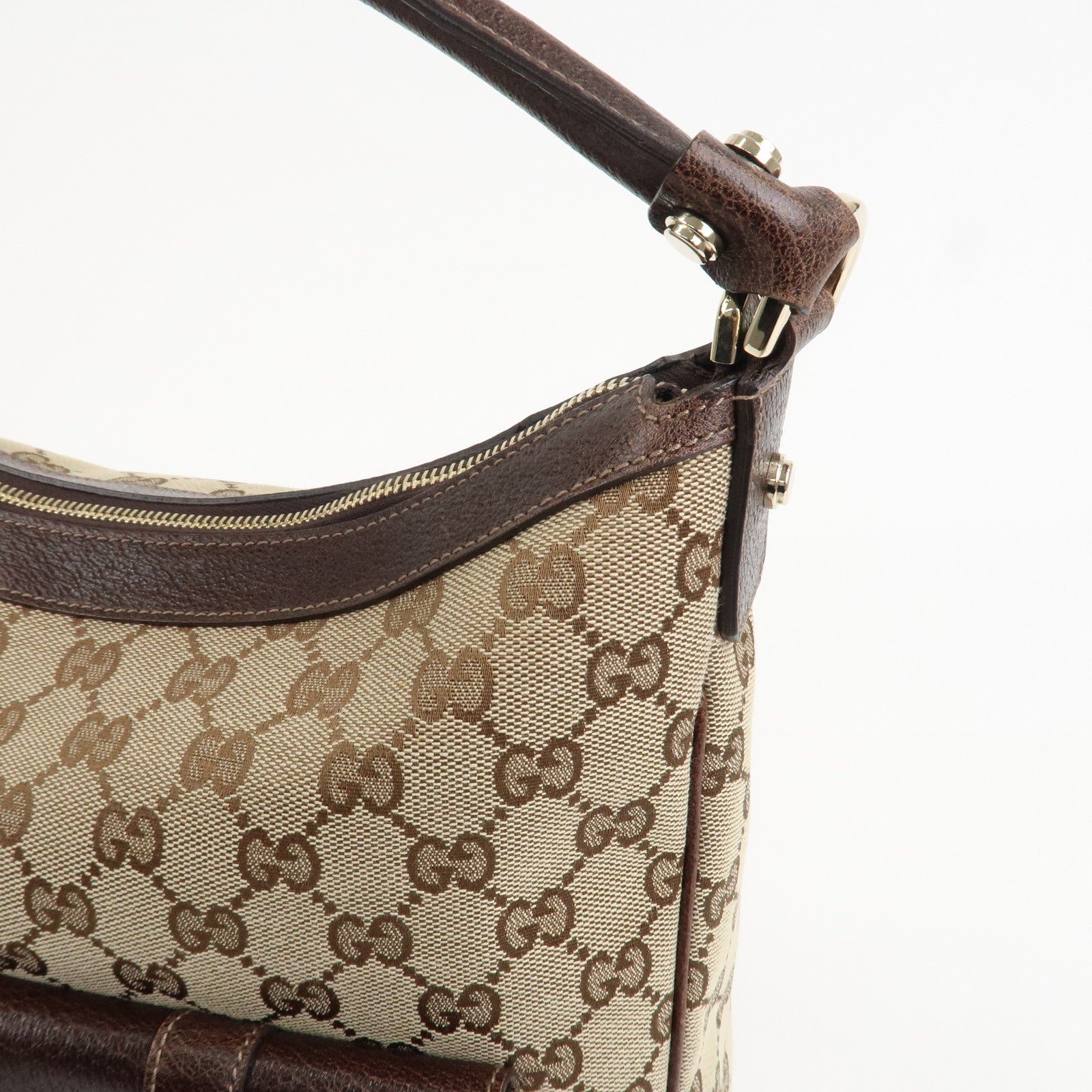 GUCCI Front Pocket Shoulder Bag Hand Bag Brown 153025