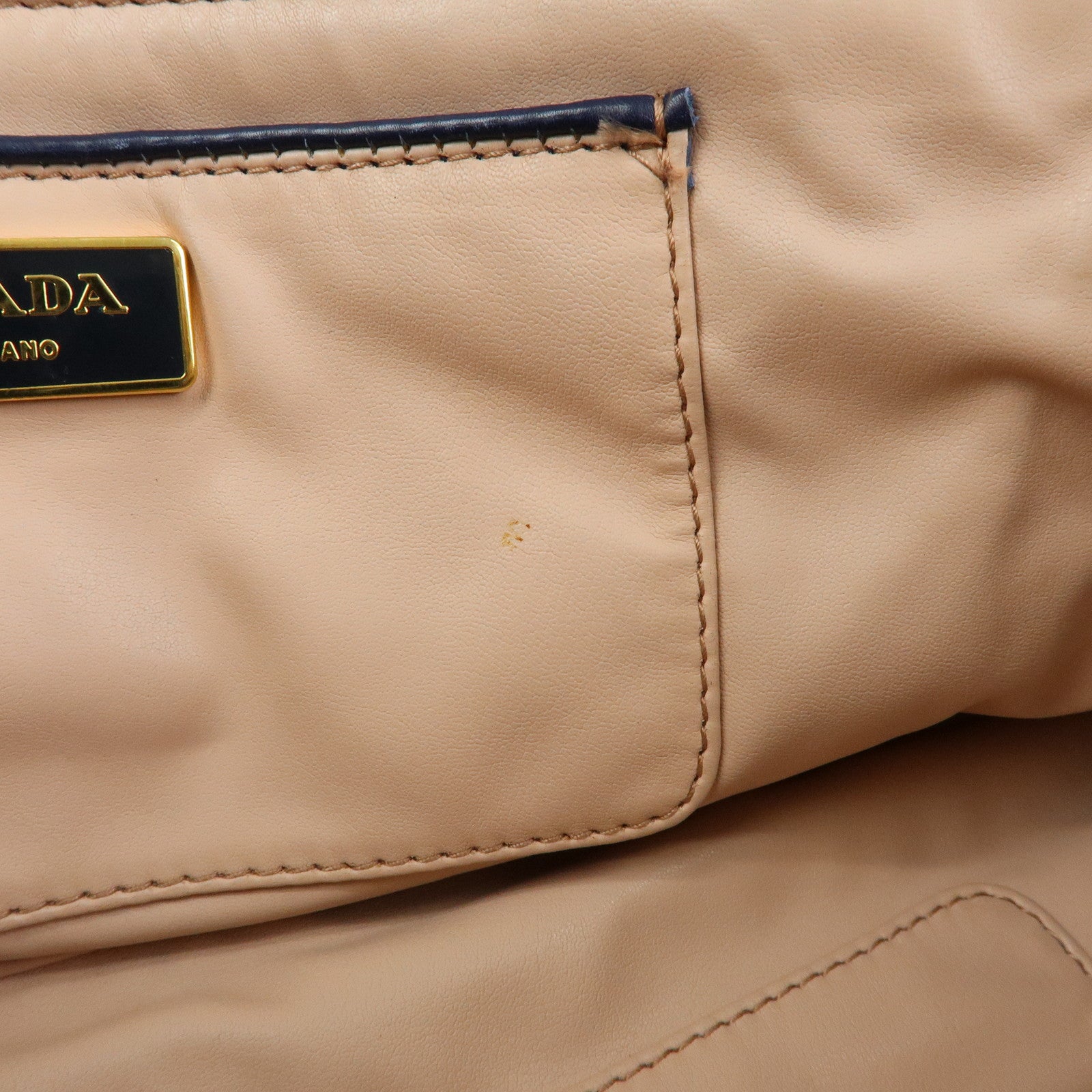 PRADA Triangle Logo Denim Clutch Bag Pouch Blue Brown