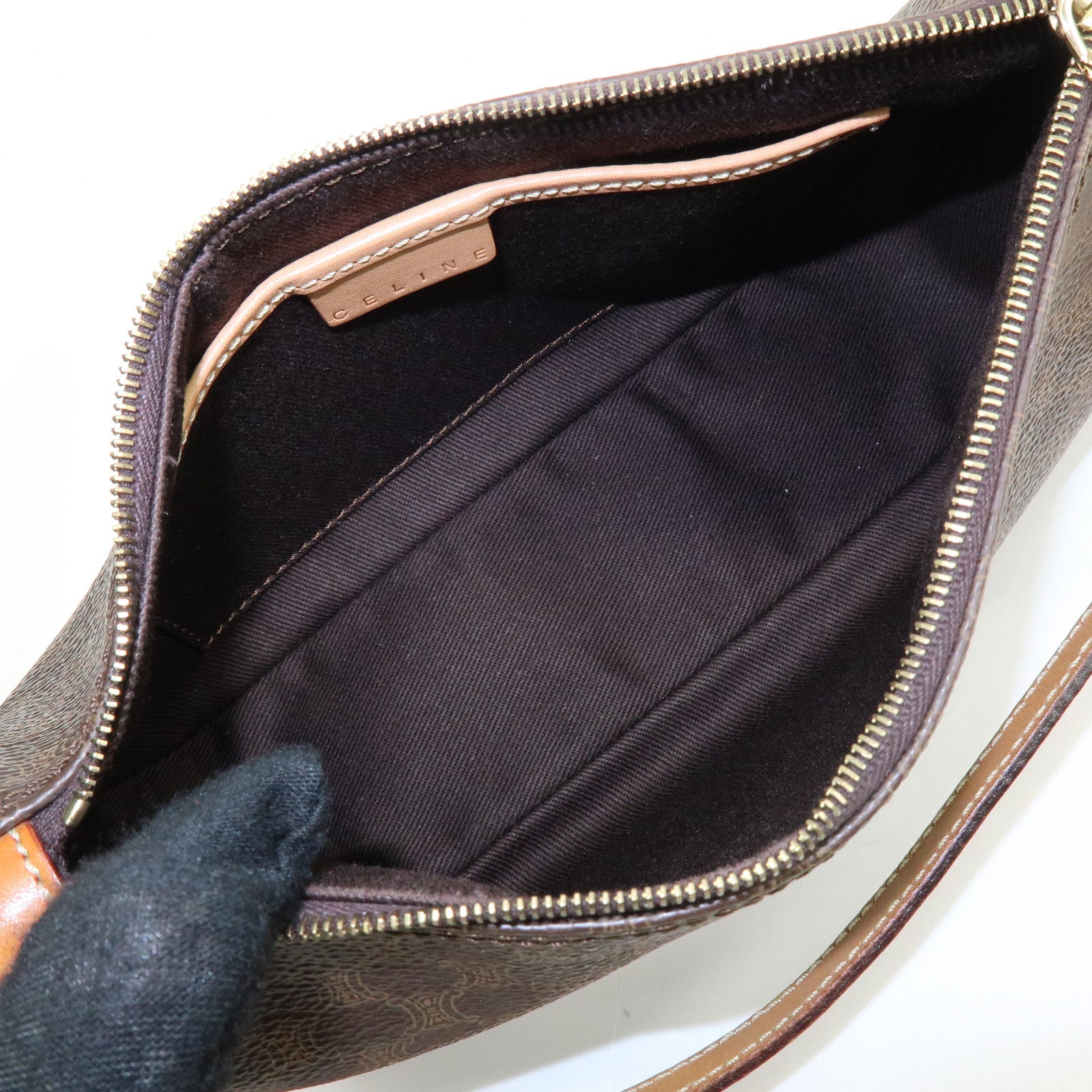 CELINE Macadam PVC Leather Shoulder Bag Hand bag Brown