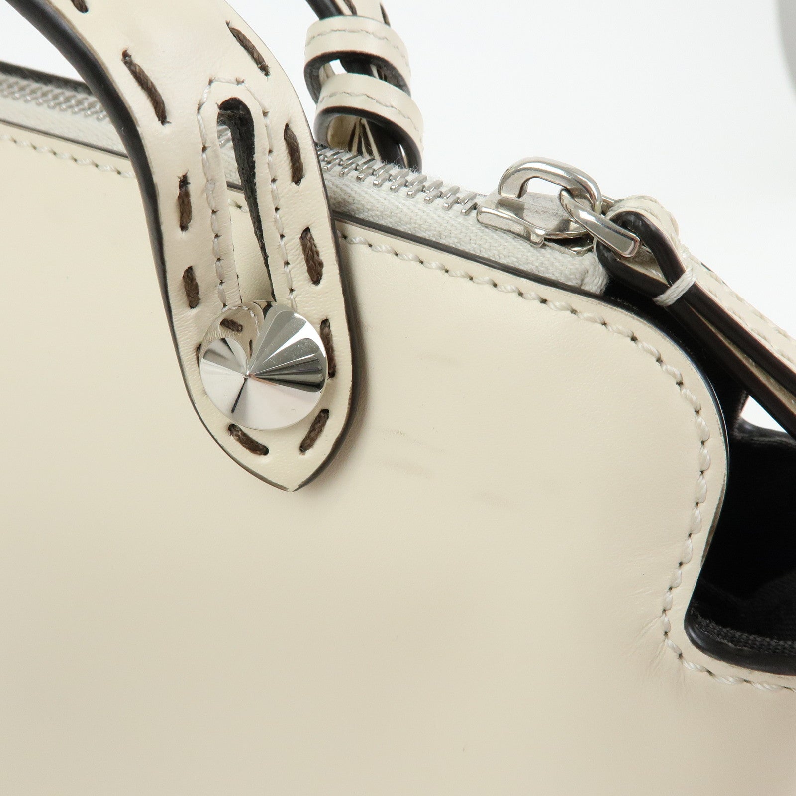 FENDI By The Way Leather Medium 2Way Bag Shoulder Bag Ivory 8BL146
