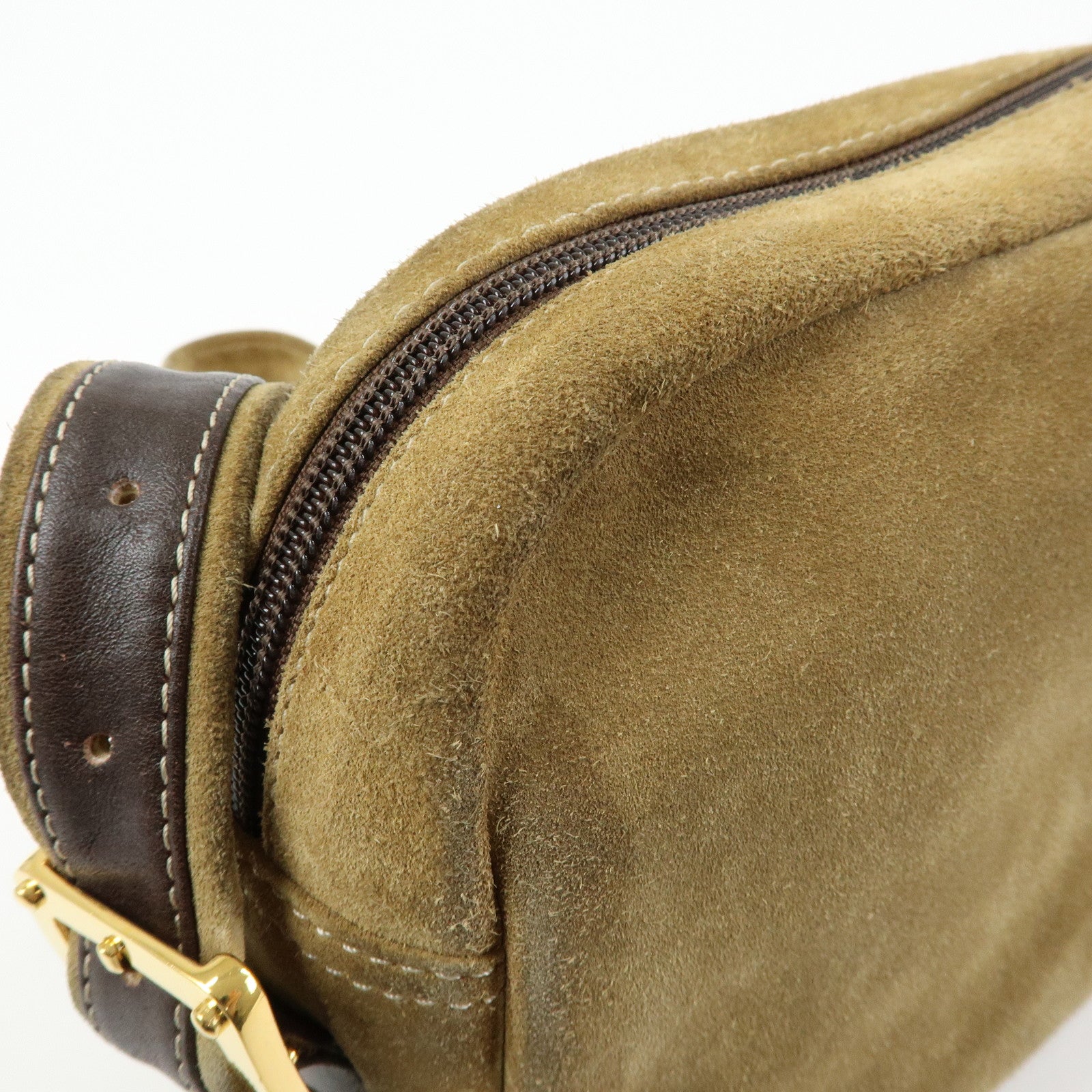 LOEWE Anagram Suede Leather Shoulder Bag Crossbody Bag Beige