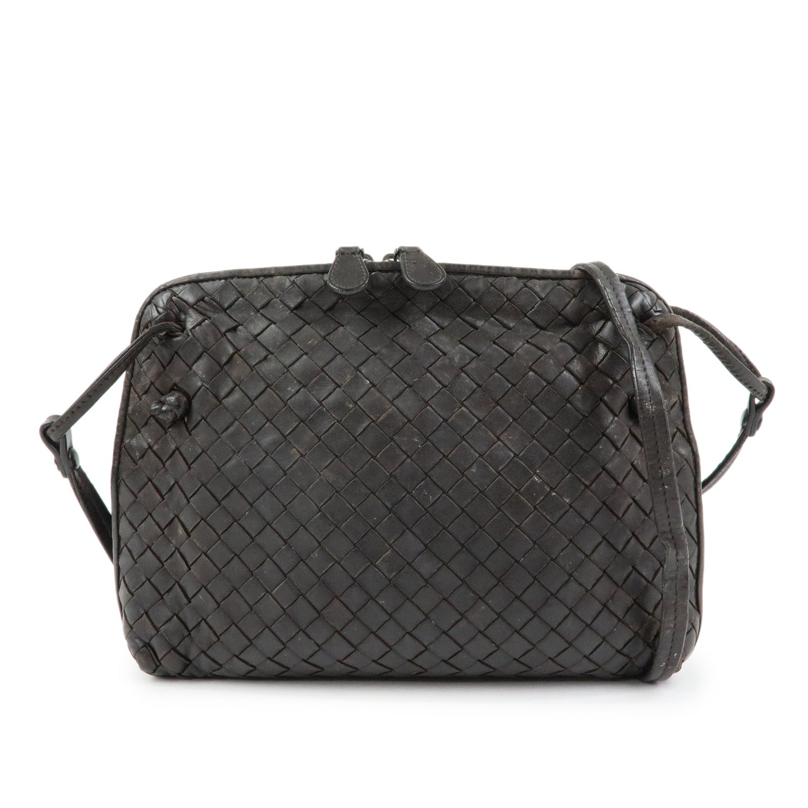 BOTTEGA VENETA Intrecciato Nodini Leather Shoulder Bag Brown 245354