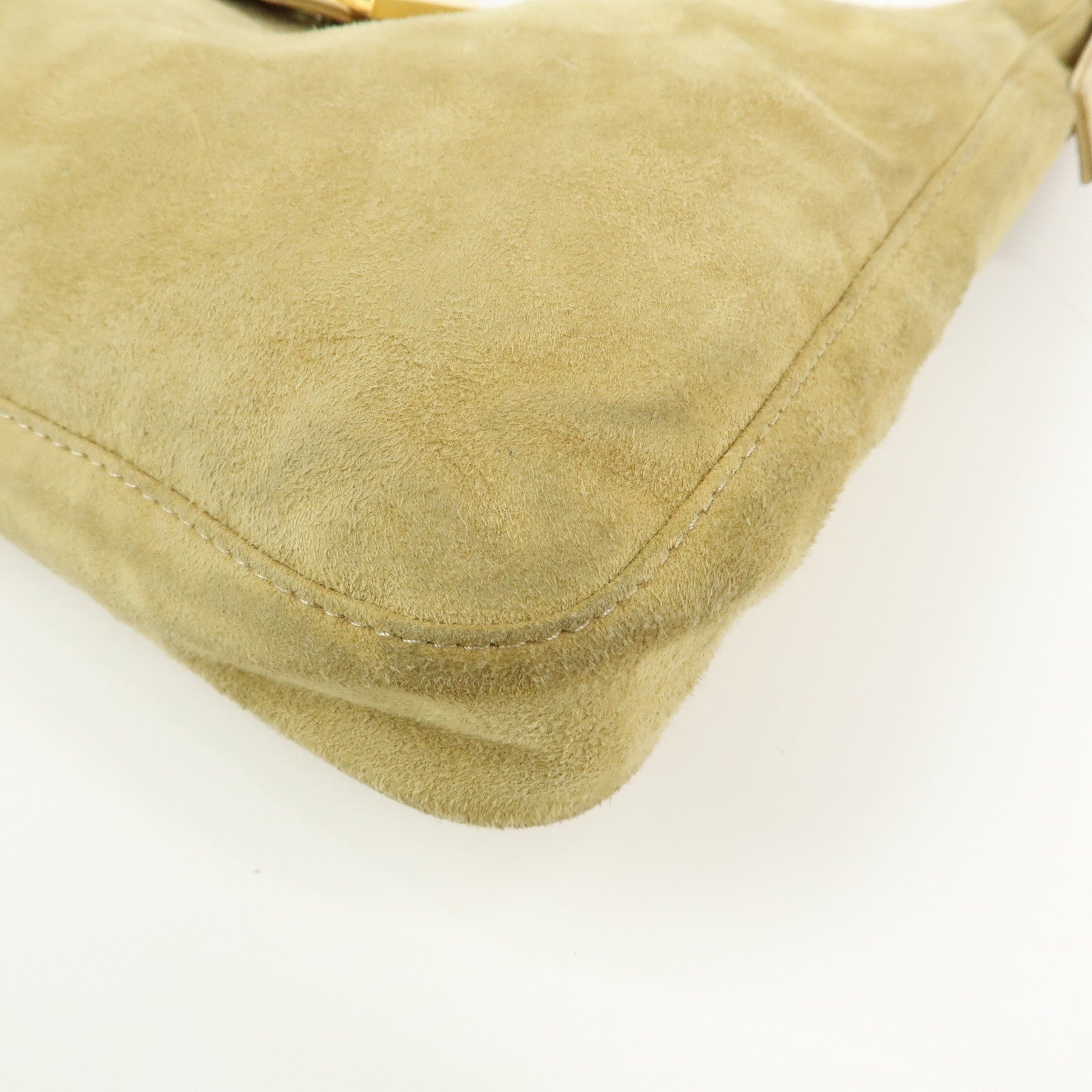 FENDI Suede Leather Shoulder Bag Hand Bag Yellow Beige 26569