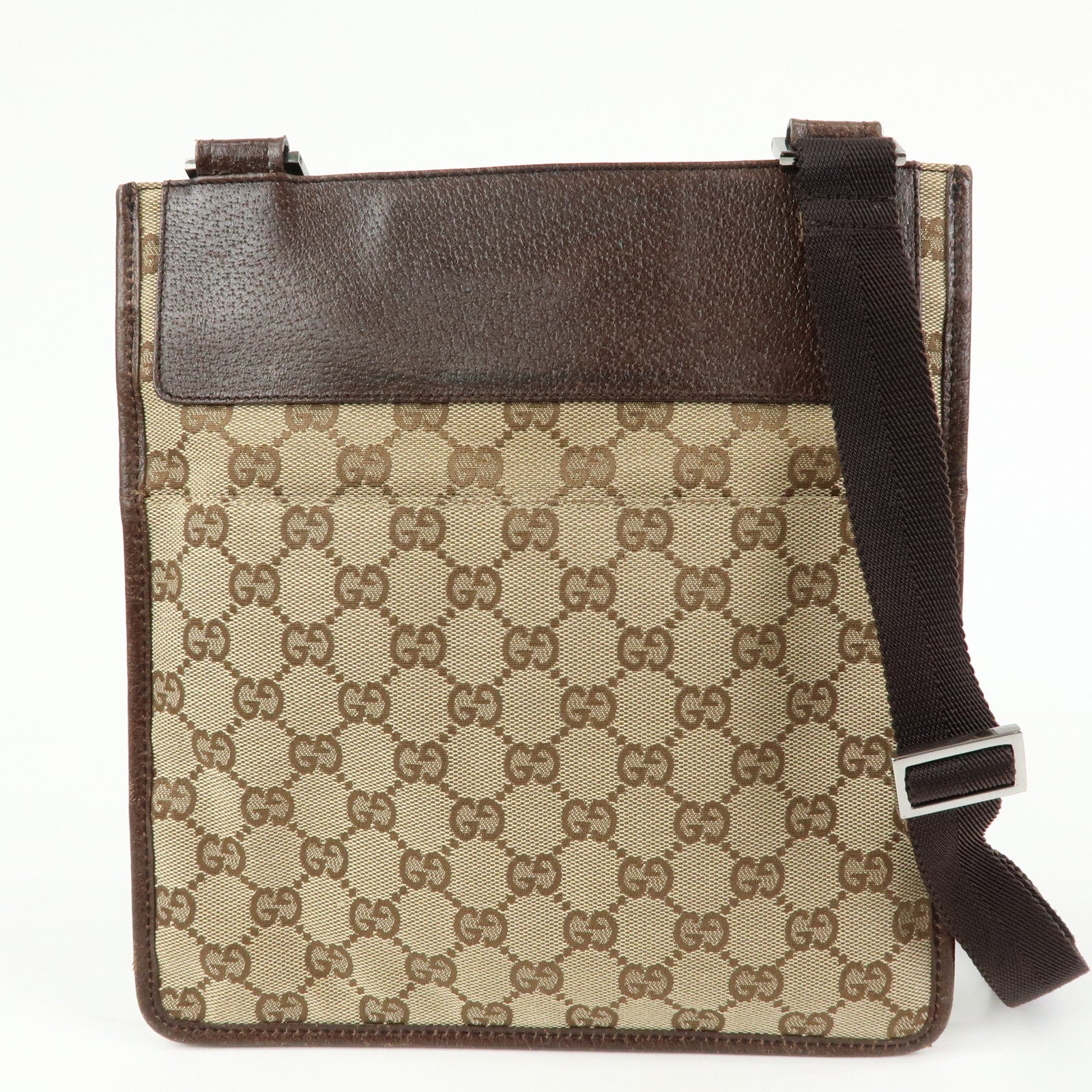 GUCCI GG Canvas Leather Shoulder Crossbody Bag Beige Brown 27639