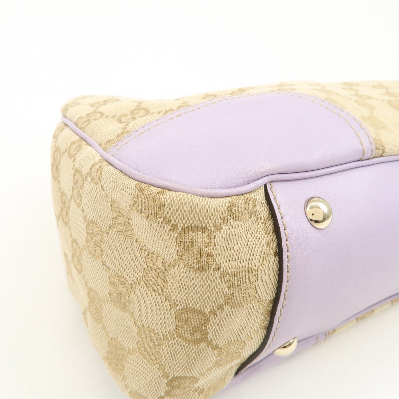 GUCCI Princy GG Canvas Leather Tote Bag Beige Light Purple 163805