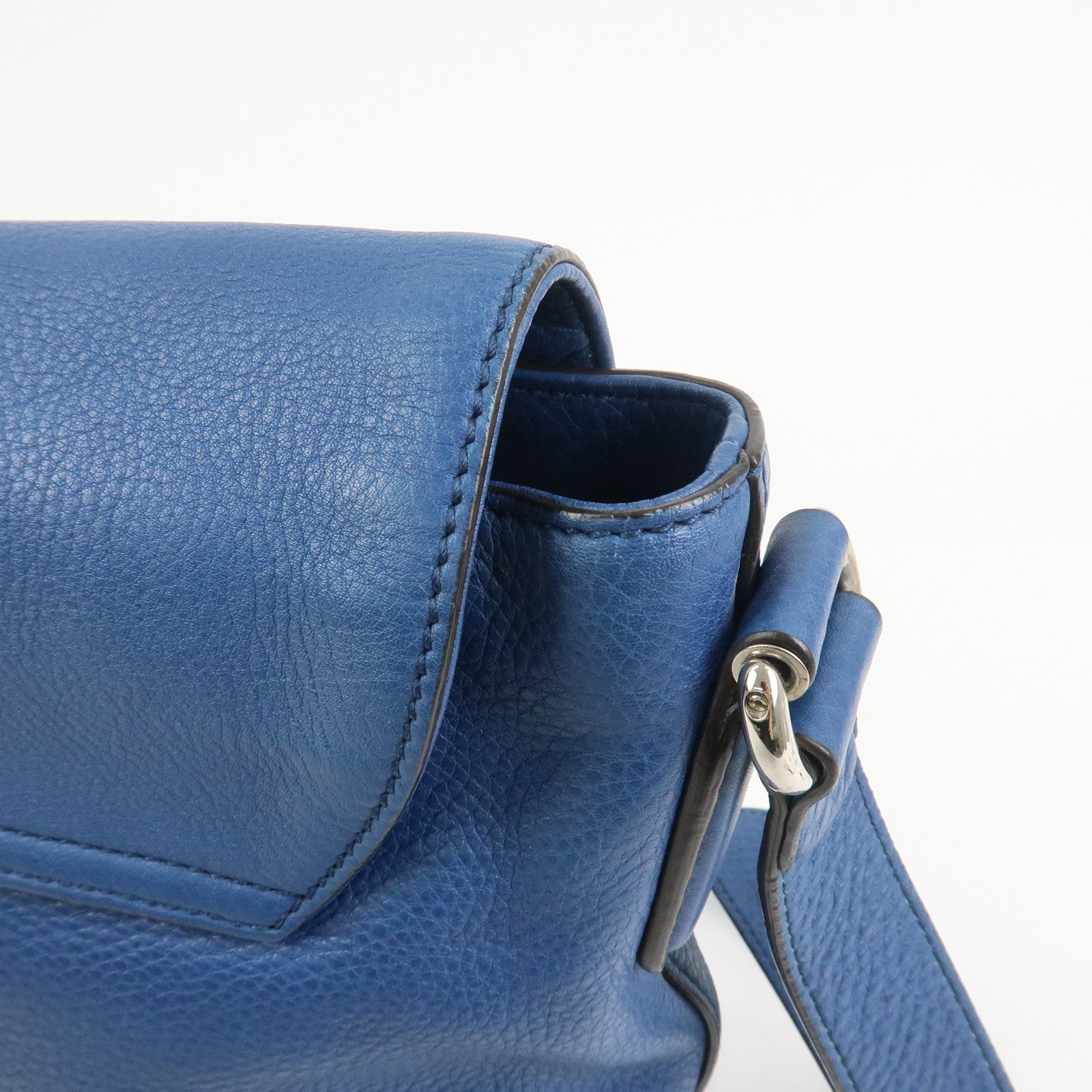 GUCCI Interlocking G Leather Shoulder Bag Crossbody Bag Blue 322056