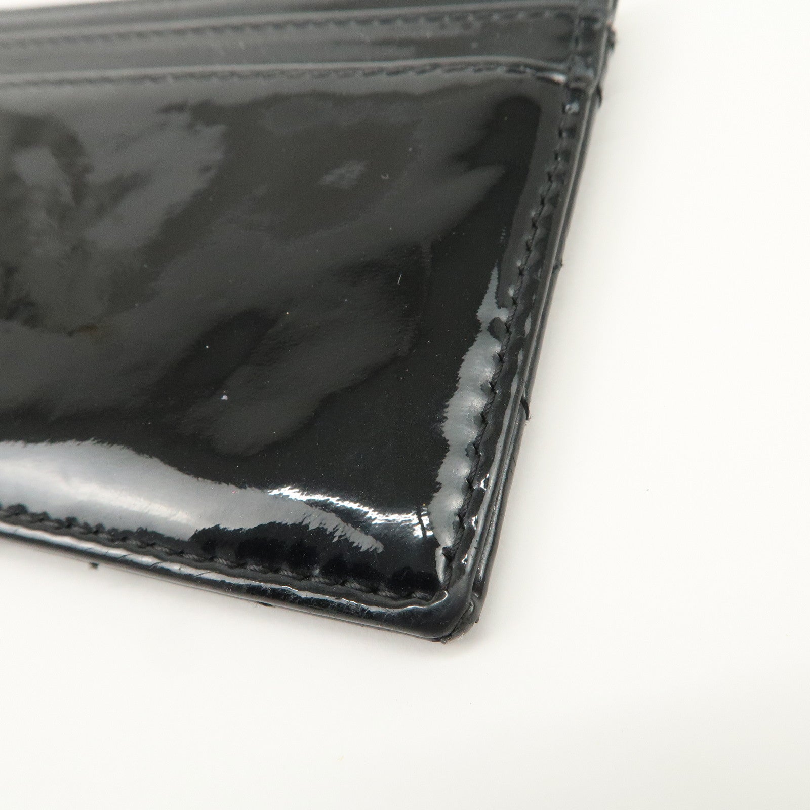 CHANEL COCO Mark Matelasse Patent Leather Card Case Black A48703