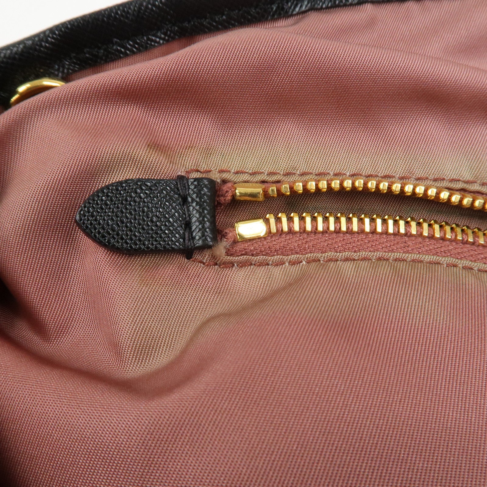 PRADA Logo Nylon Saffiano Leather Tote Bag Shoulder Bag Black